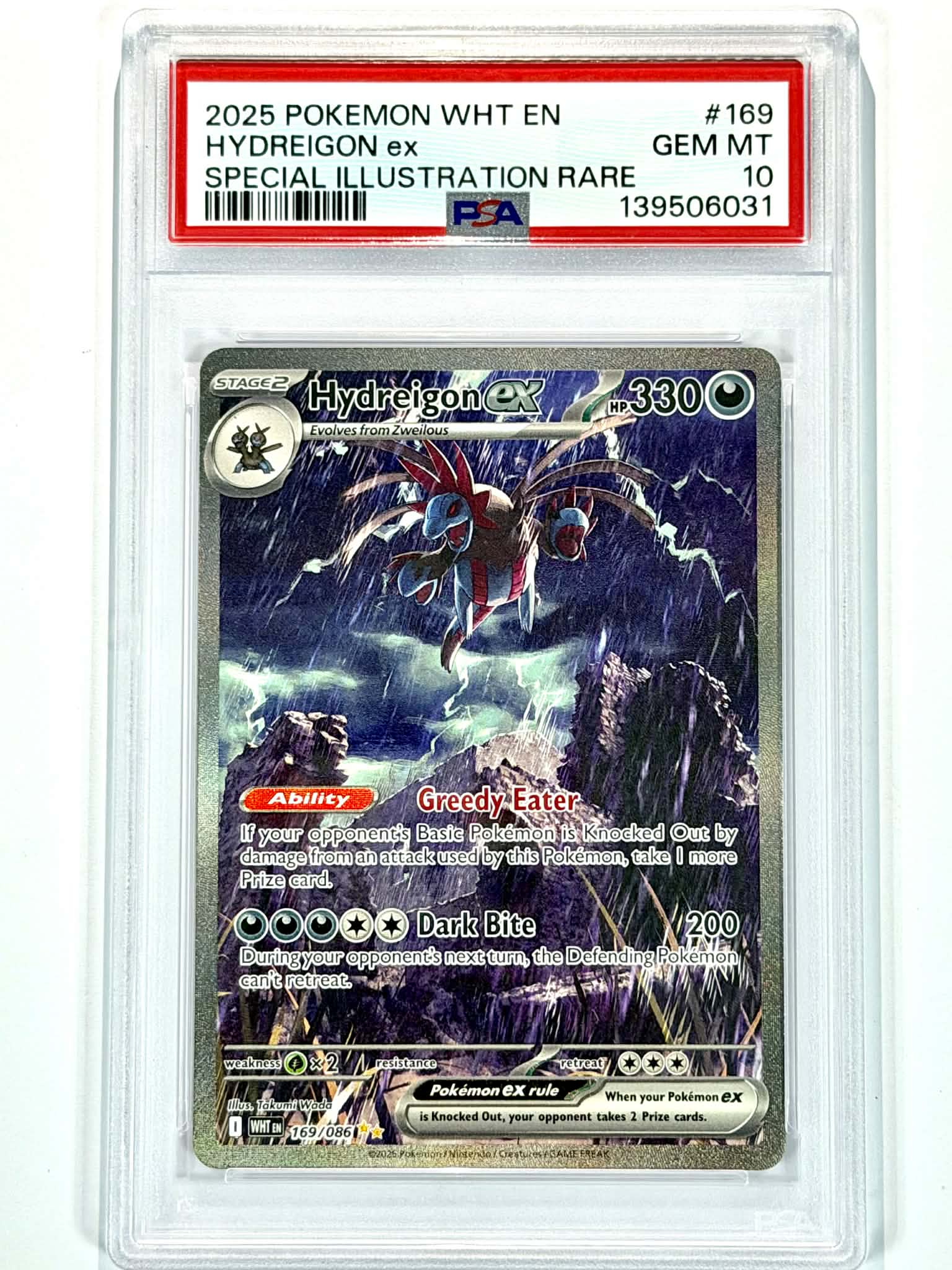 2025 Pokemon WHT EN Hydreigon EX Special Illustration Rare #169 - PSA 10