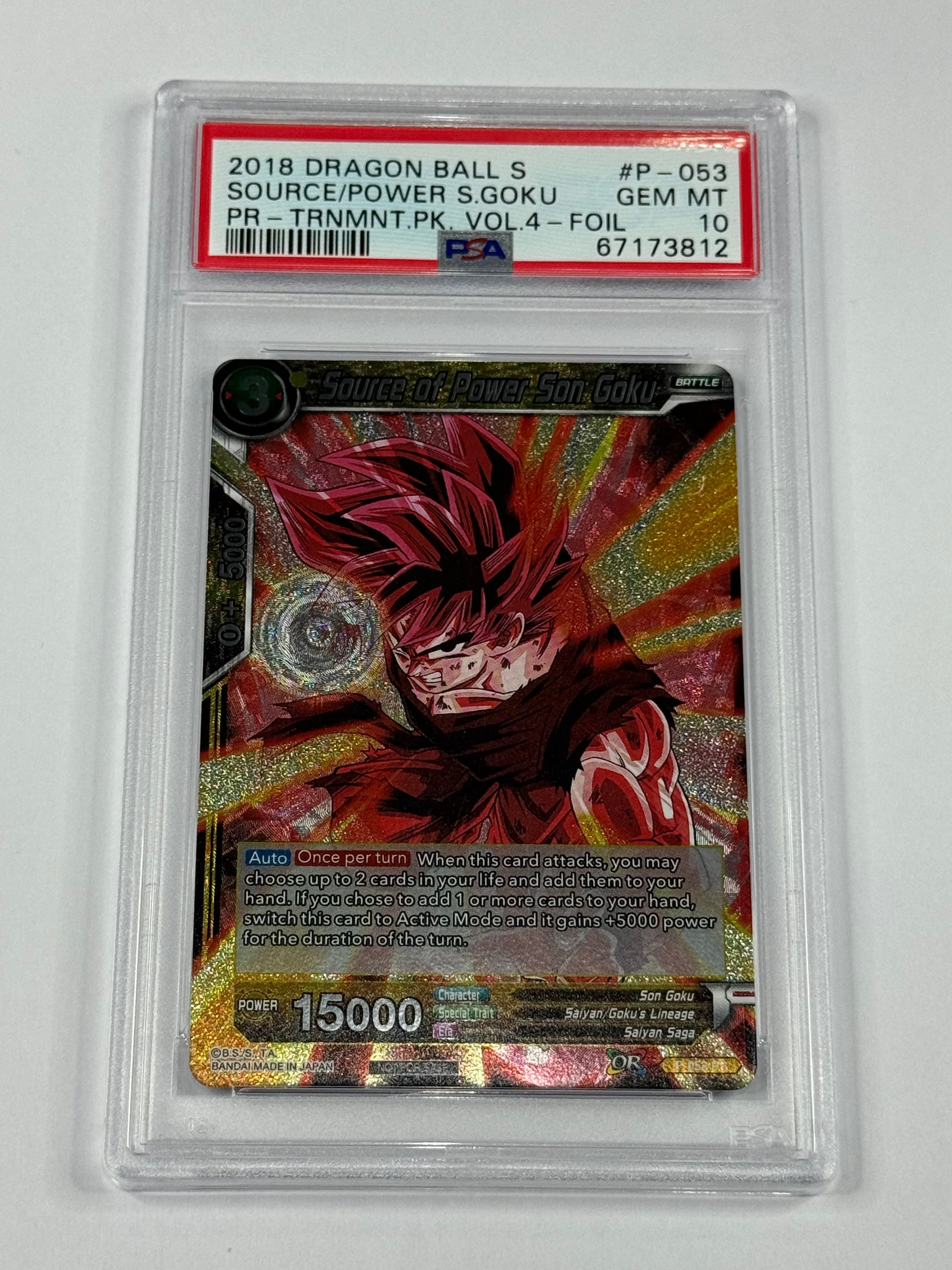 2018 DRAGON BALL S SOURCE/POWER S.GOKU
PR - TRNMNT.PK. VOL.4 - FOIL #P-053 PSA 10