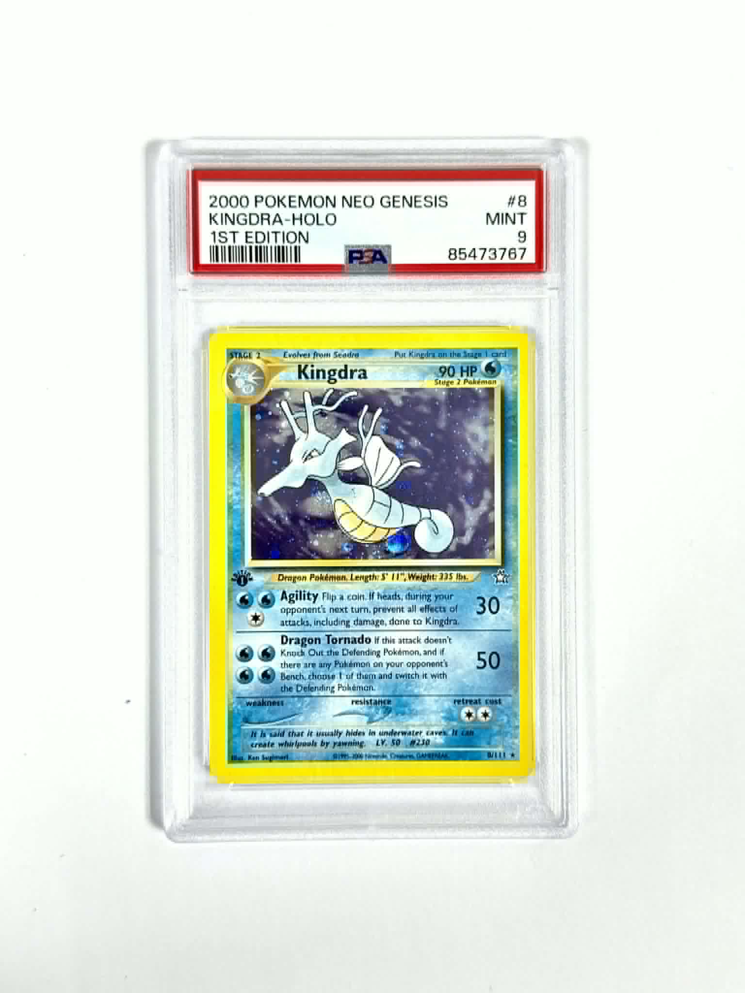 2000 Pokemon Neo Genesis Kingdra - Holo 1st Edition #8 - PSA 9