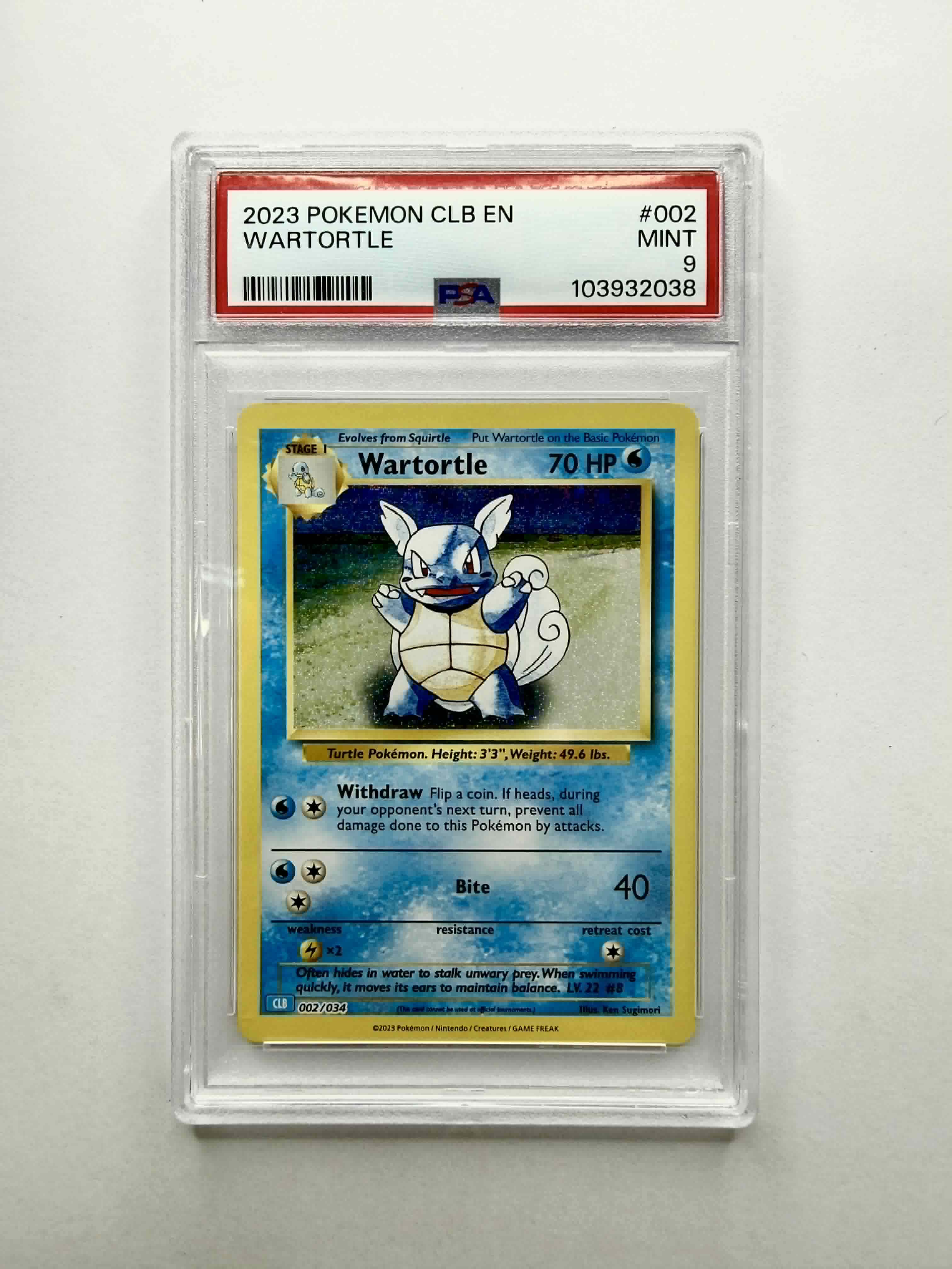 2023 Pokemon CLB EN Wartortle #002 - PSA 9