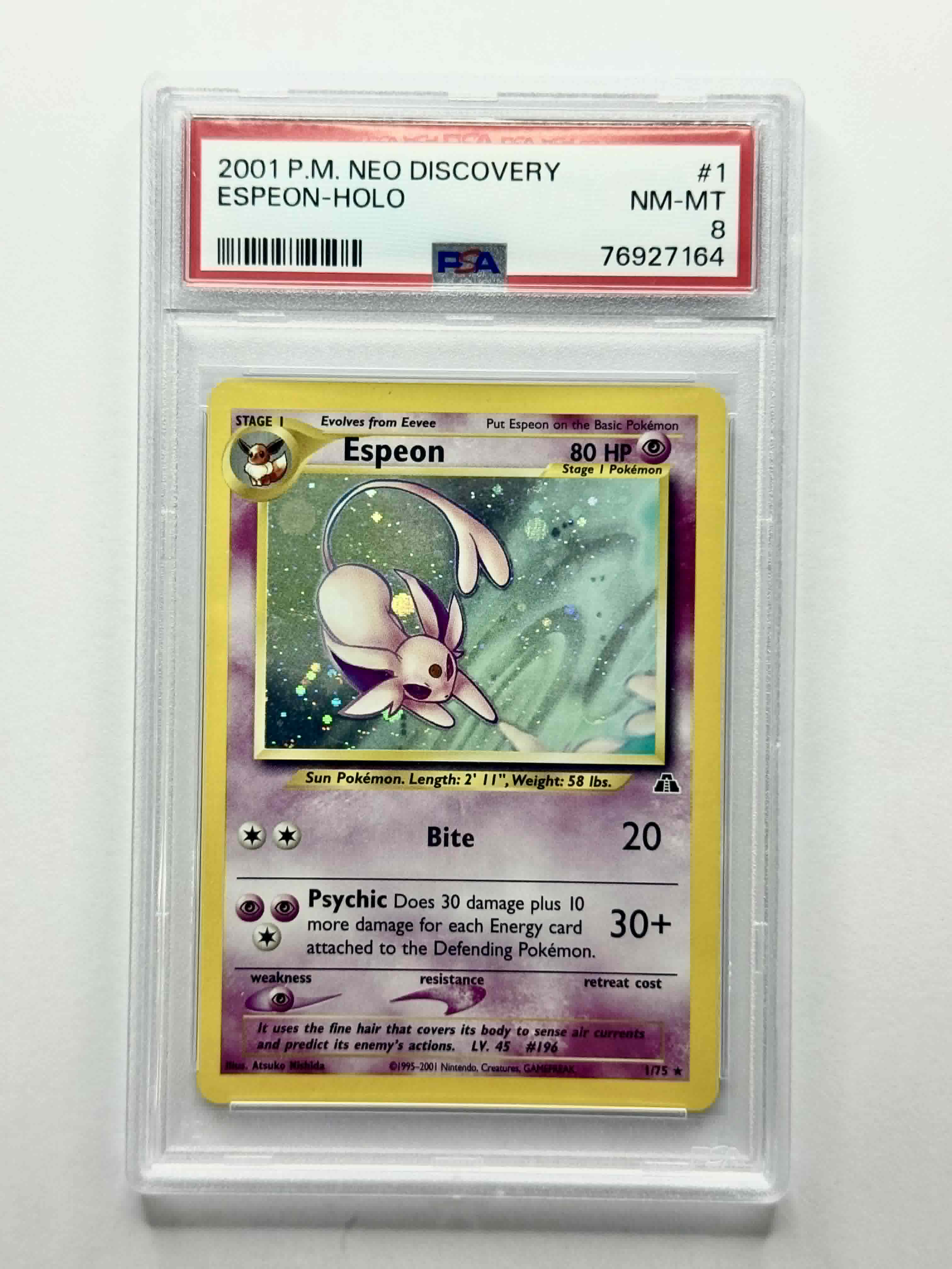 2001 P.M. Neo Discovery Espeon - Holo #1 - PSA 8