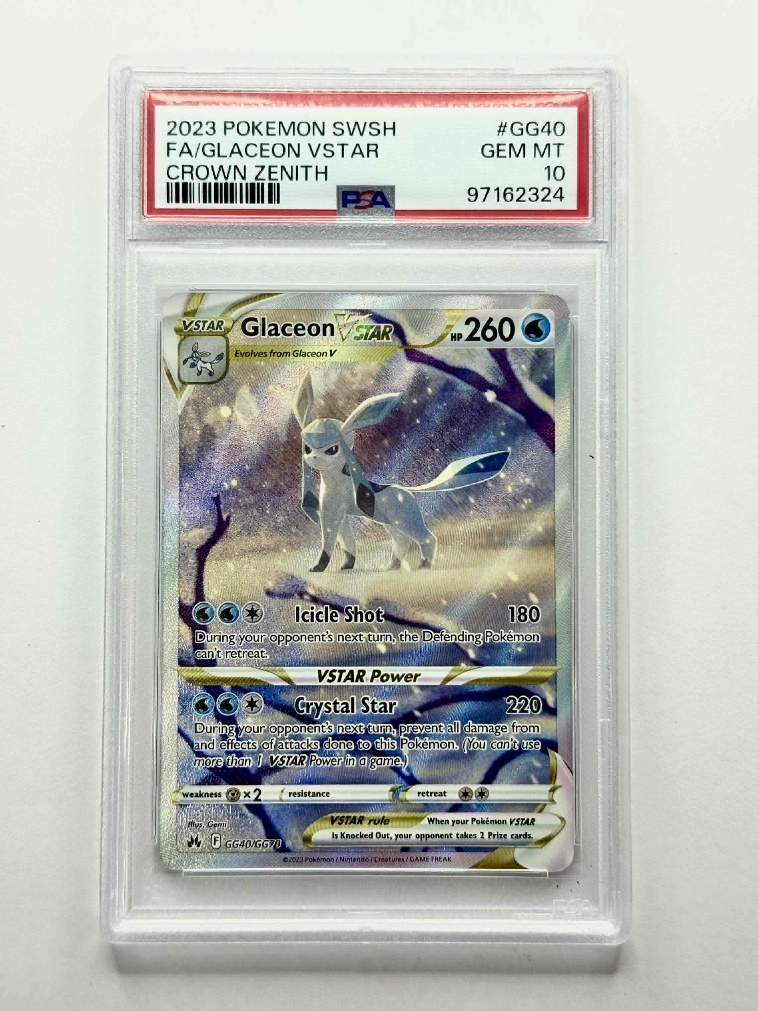 2023 Pokemon SWSH FA/Glaceon VSTAR Crown Zenith #GG40 - PSA 10