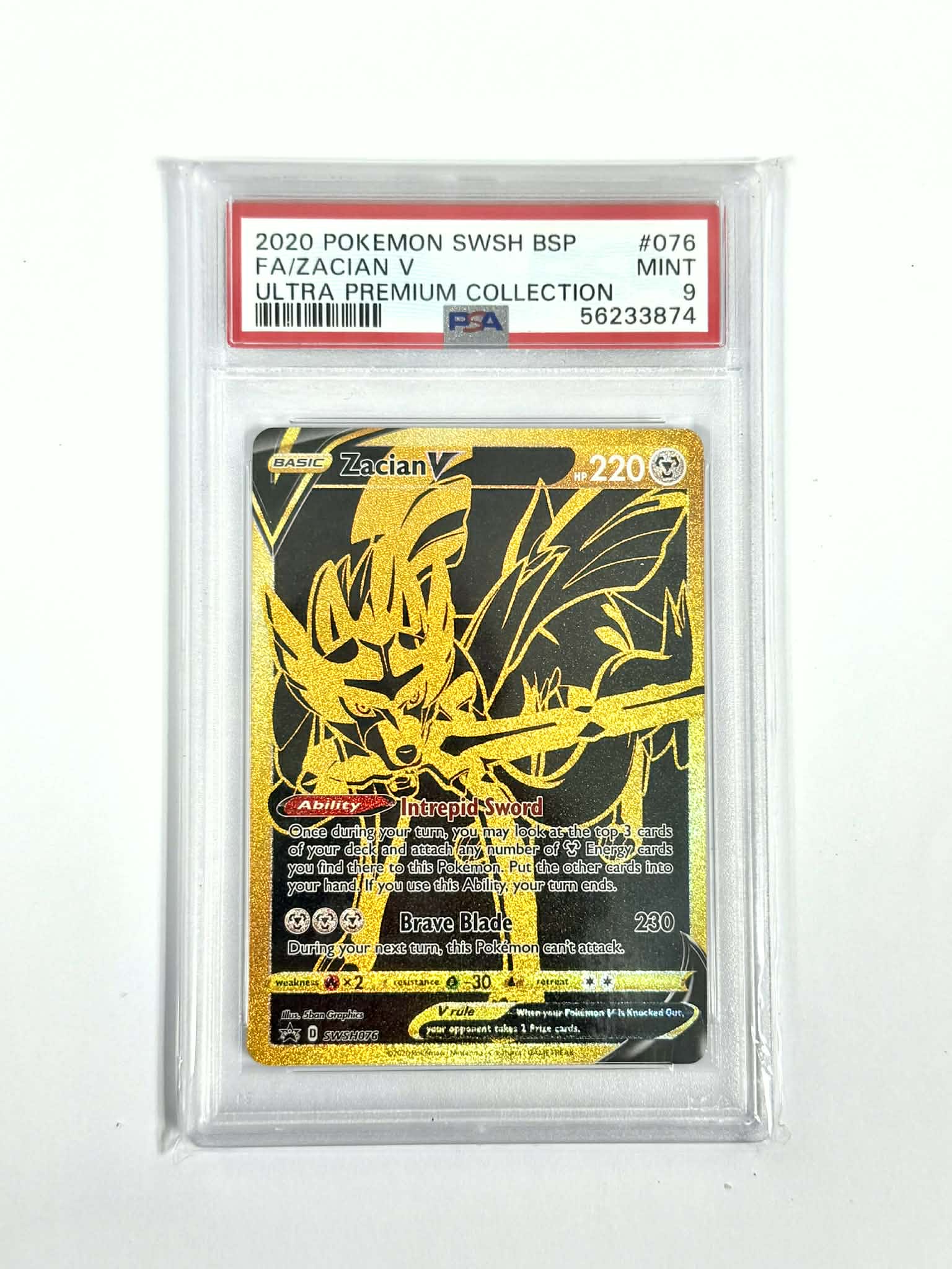 2020 Pokemon SWSH BSP FA/Zacian V Ultra Premium Collection #076 - PSA 9