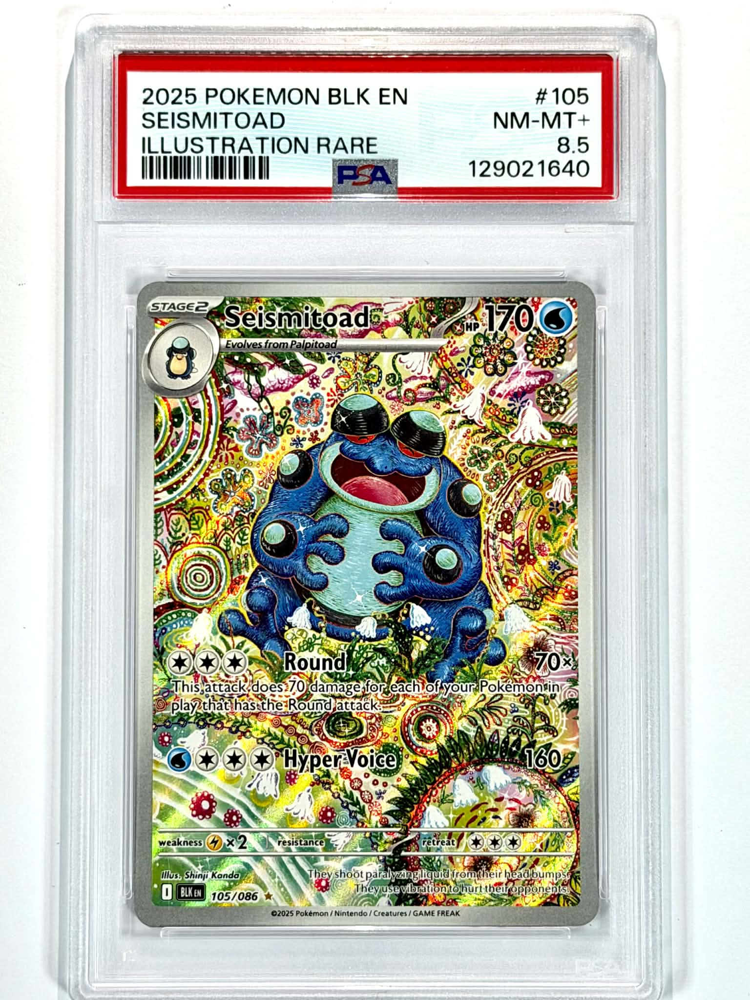 2025 Pokemon BLK EN Seismitoad Illustration Rare #105 - PSA 8.5