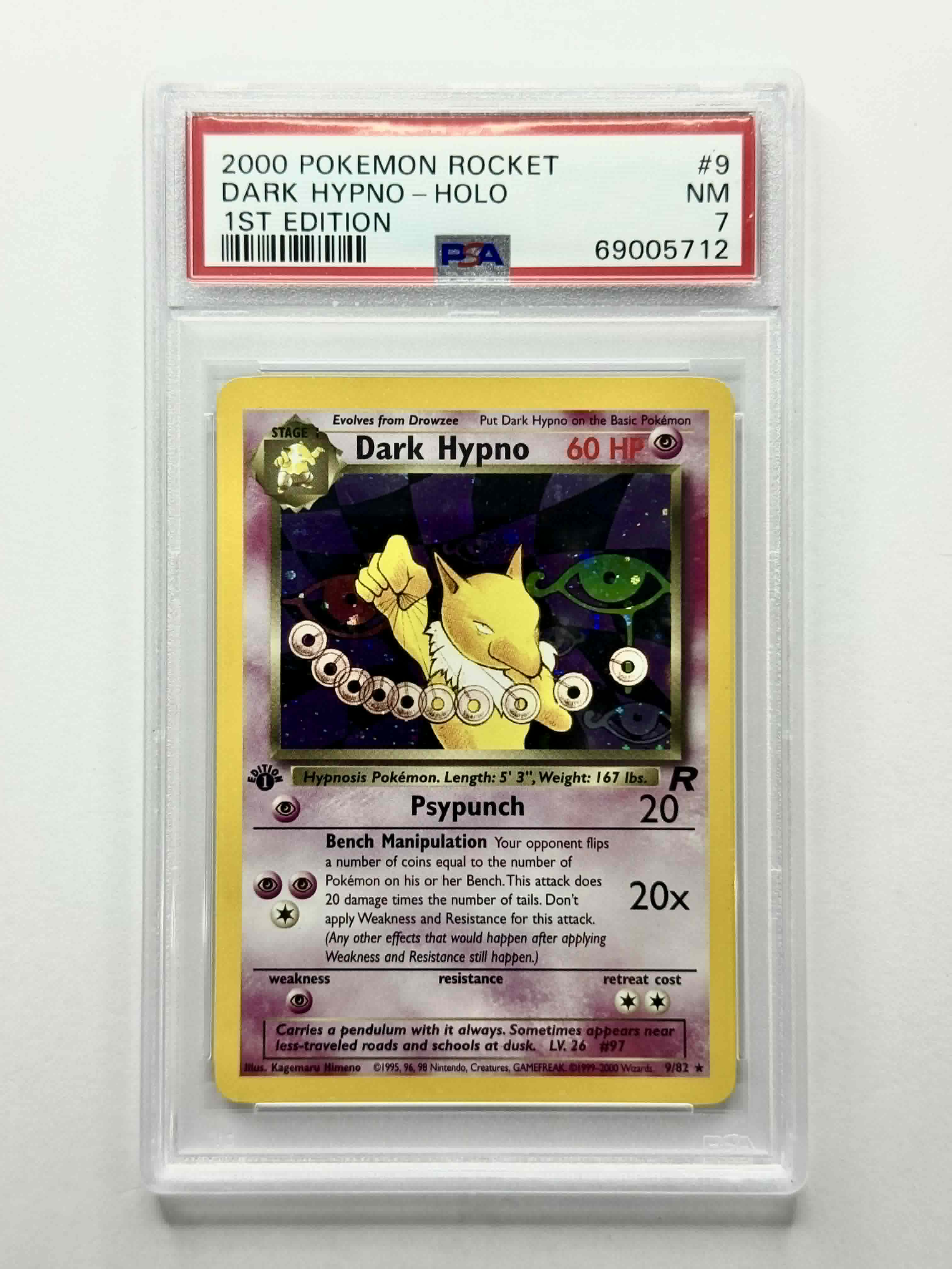 2000 Pokemon Rocket Dark Hypno - Holo 1st Edition #9 - PSA 7