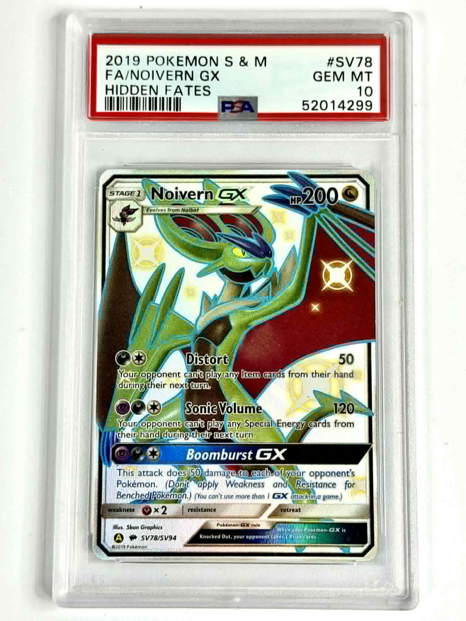 2019 Pokemon S&M FA/Noivern GX Hidden Fates #SV78 - PSA 10