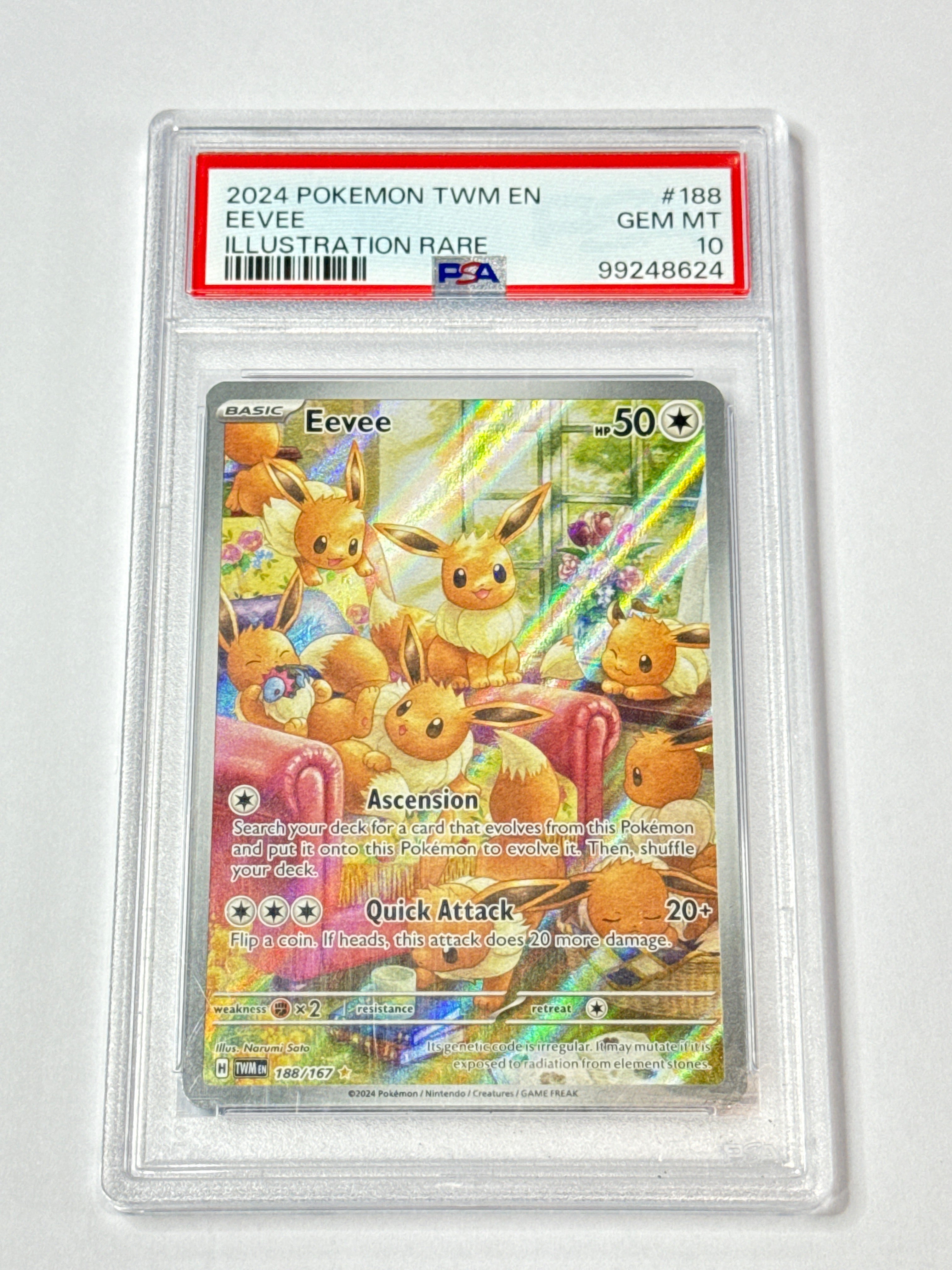 2024 POKEMON TWM EN EEVEE
ILLUSTRATION RARE #188 PSA 10