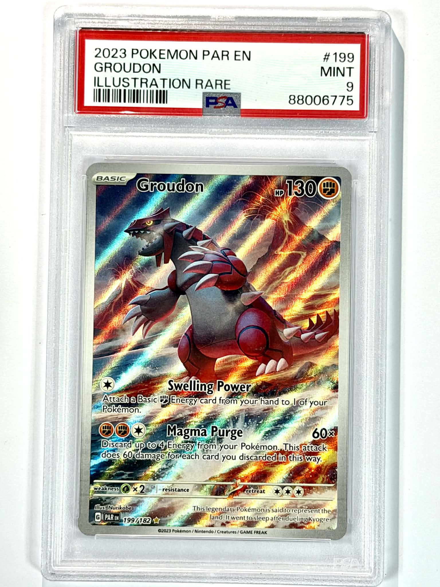 2023 Pokemon PAR EN - Groudon Illustration #199 - PSA 9