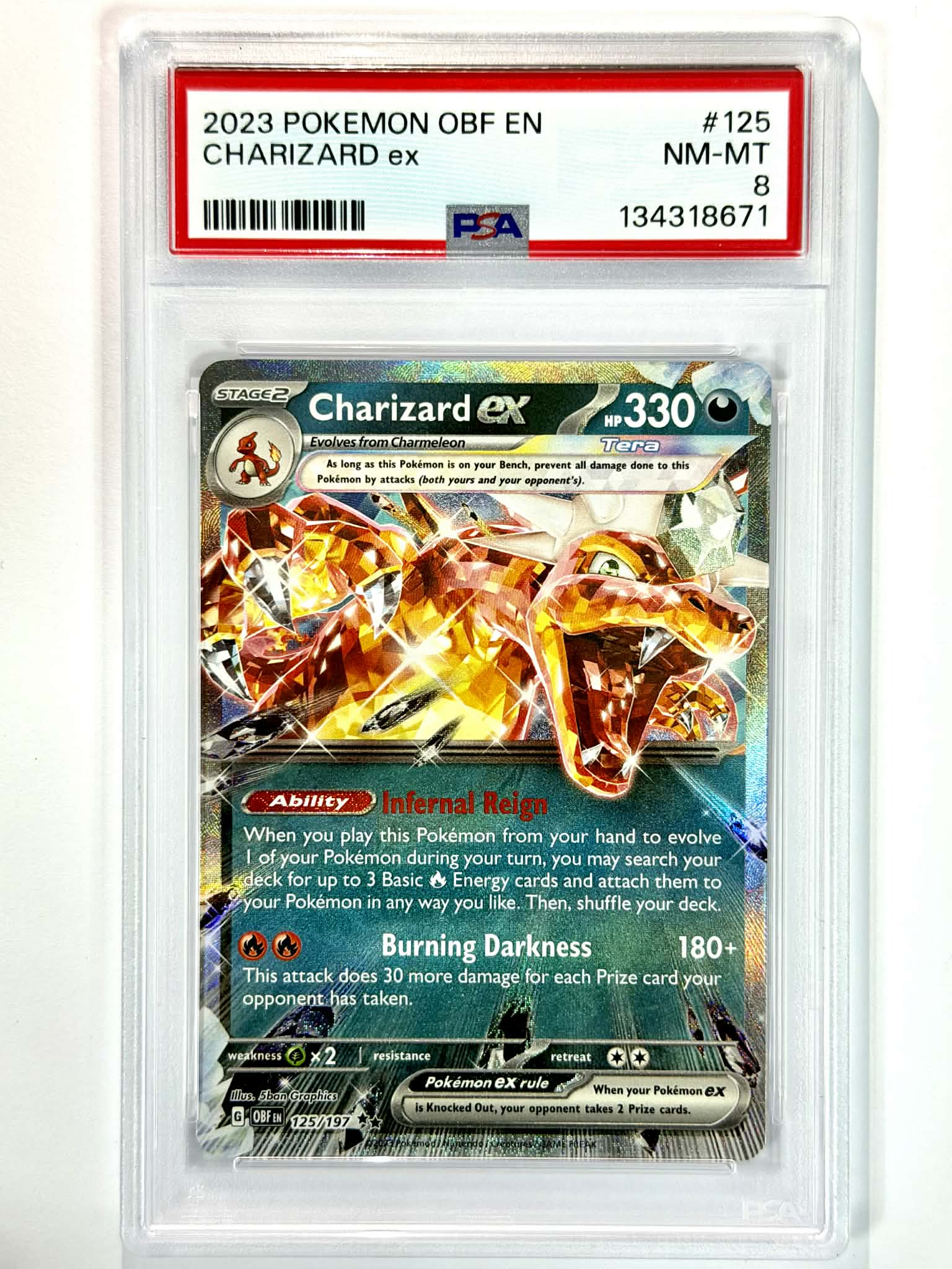 2023 Pokemon OBF EN Charizard EX #125 - PSA 8