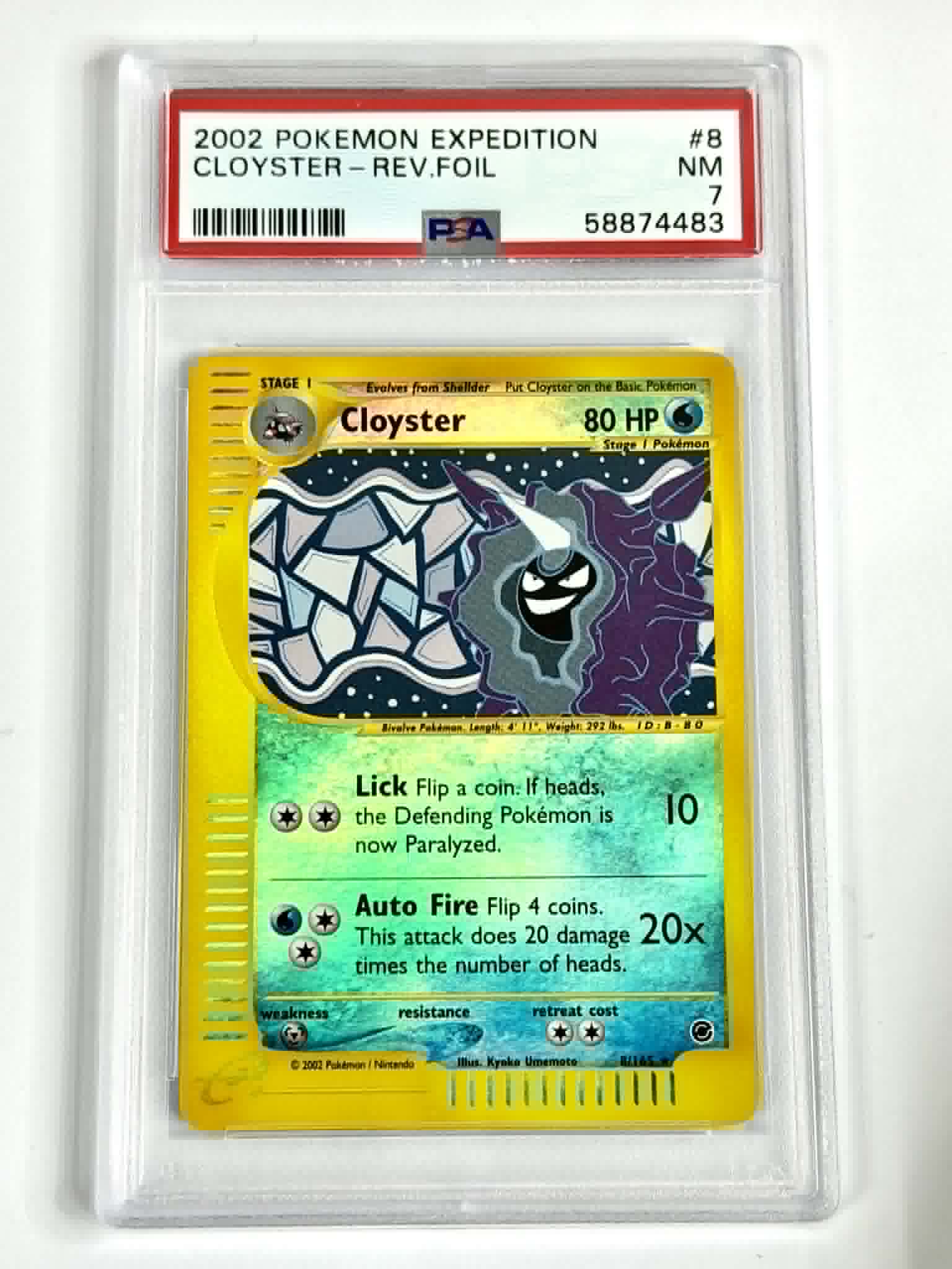 2002 Pokemon Expedition Cloyster - Rev.Foil #8 - PSA 7