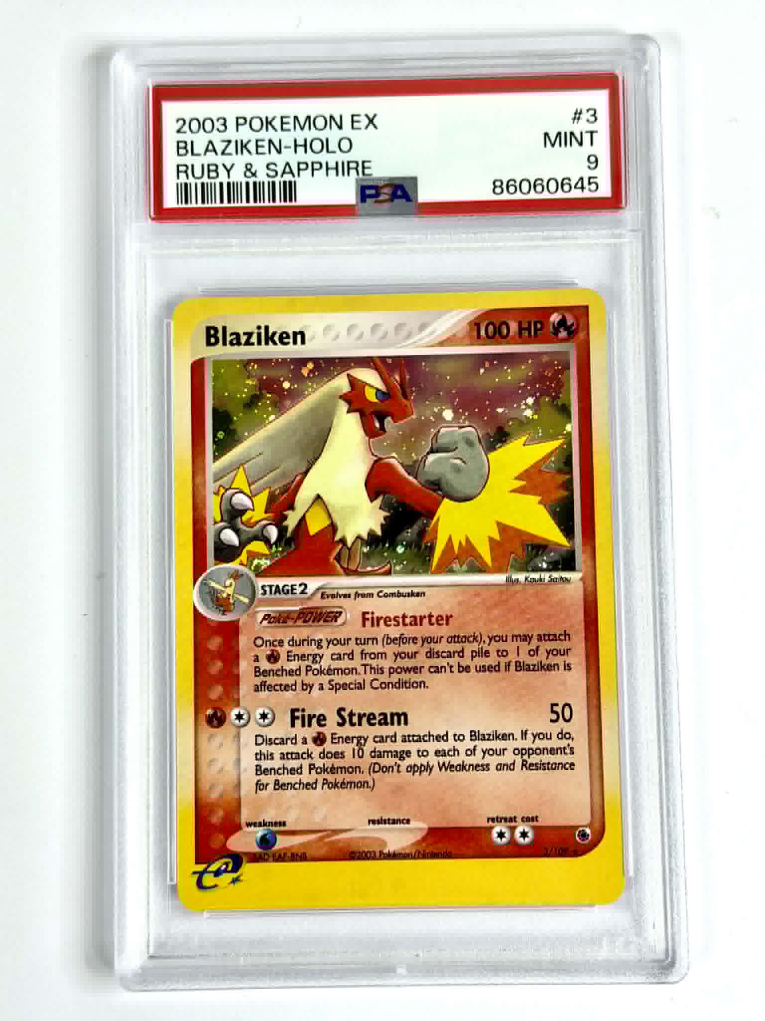 2003 Pokemon EX Blaziken - Holo Ruby & Sapphire #3 - PSA 9