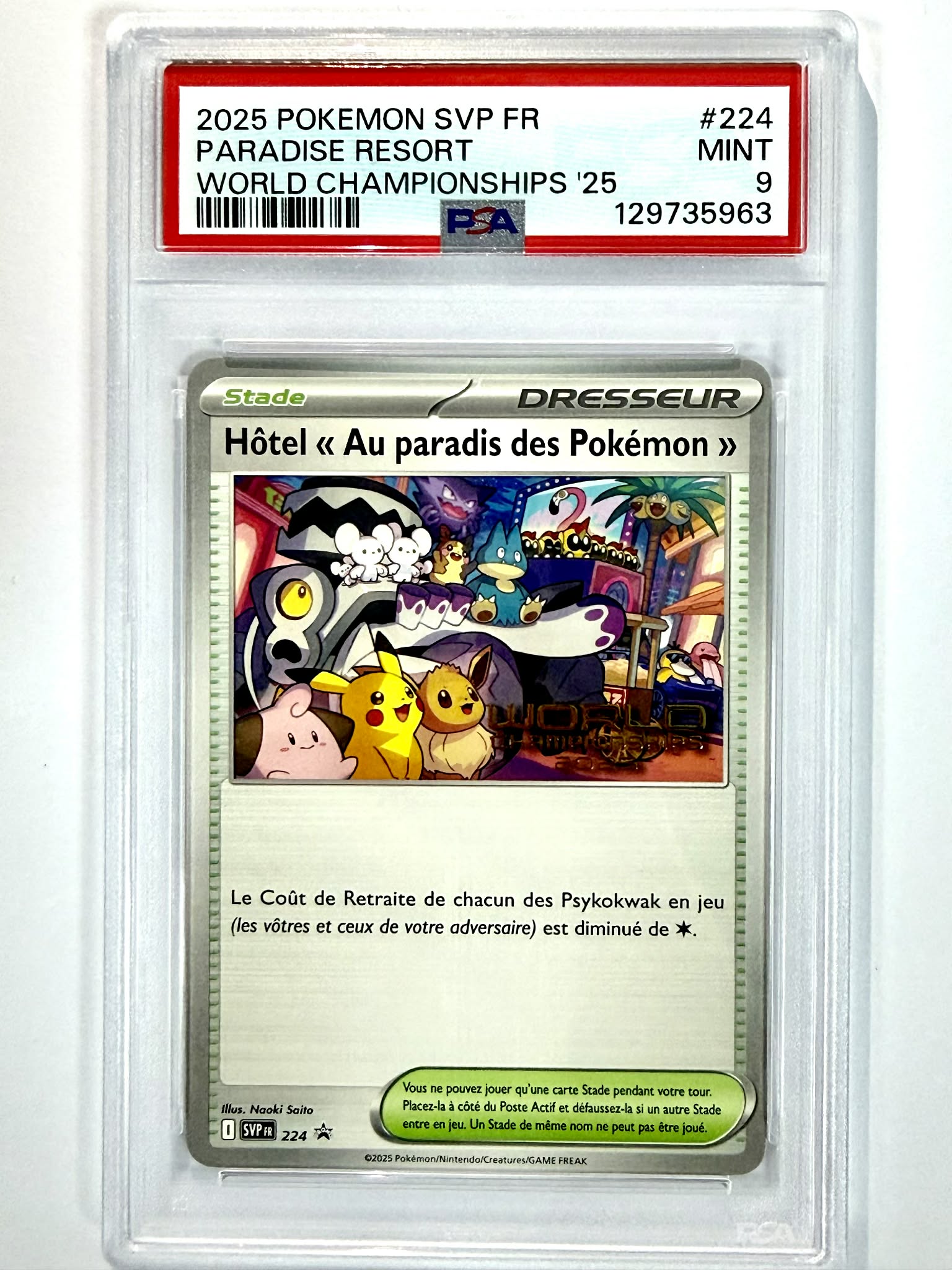 2025 Pokemon SVP FR Paradise Resort World Championships '25 #224 - PSA 9 - POP 101