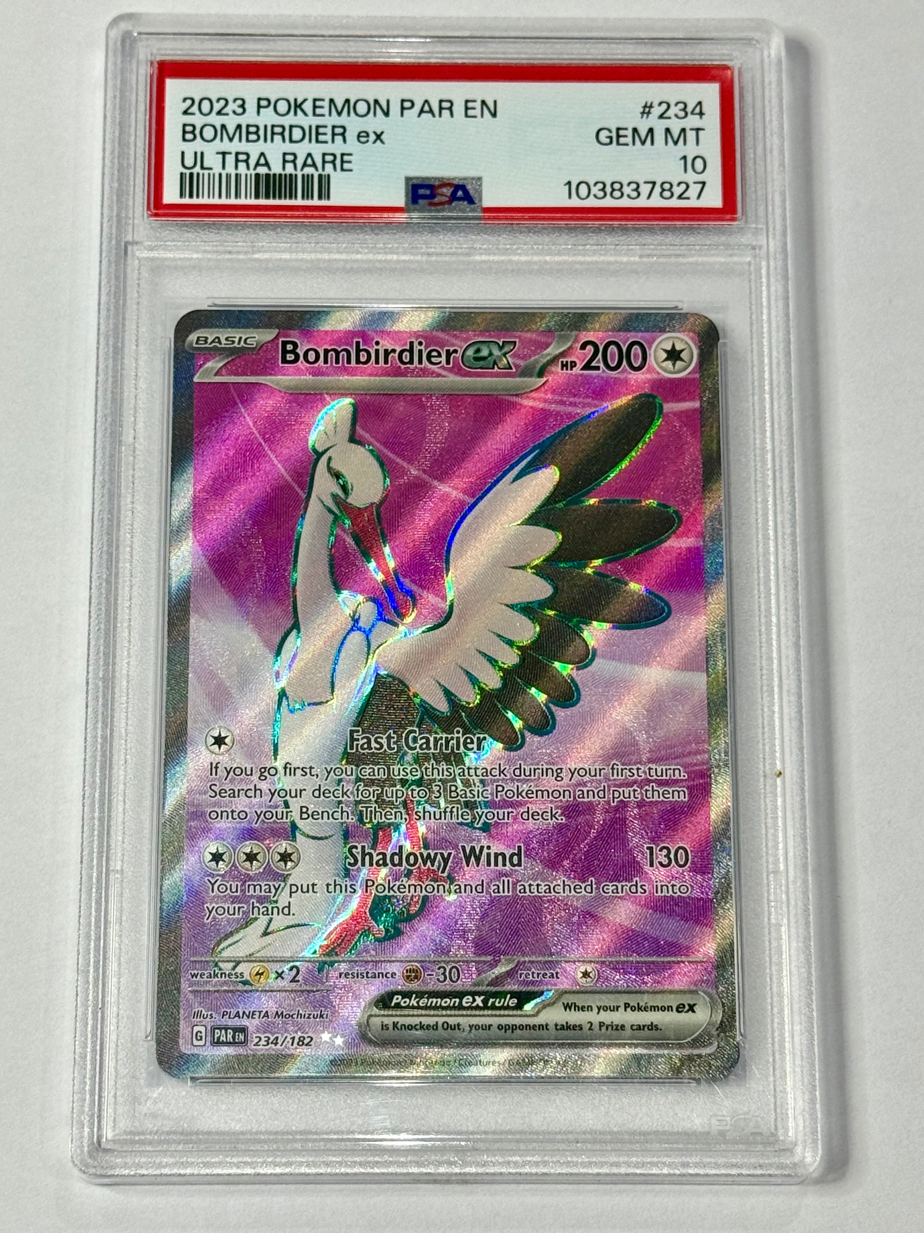 2023 Pokemon PAR EN Bombirdier EX Ultra Rare #234 - PSA 10