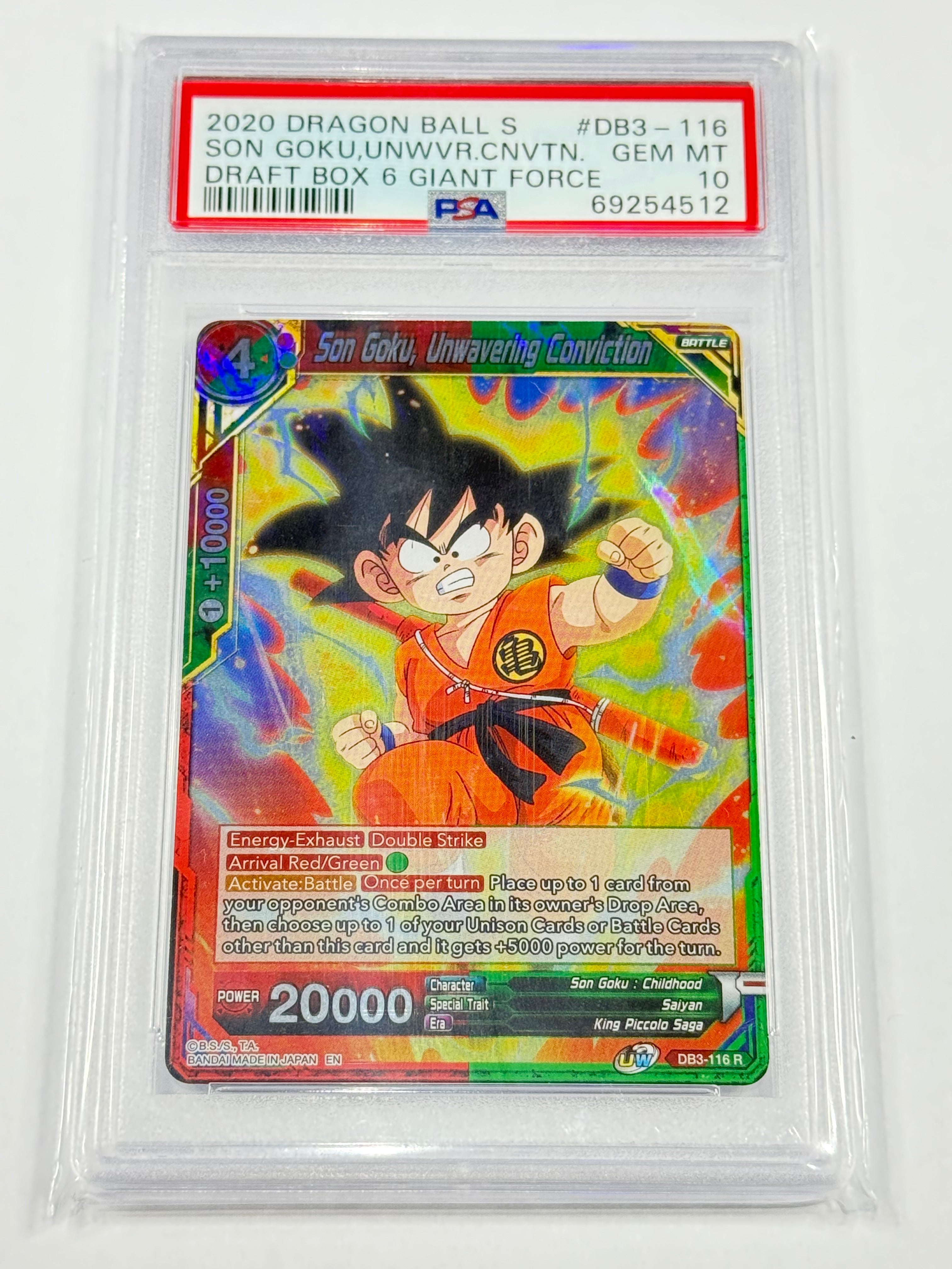 2020 DRAGON BALL S
SON GOKU, UNWVR.CNVTN.
DRAFT BOX 6 GIANT FORCE #DB3-116 PSA 10