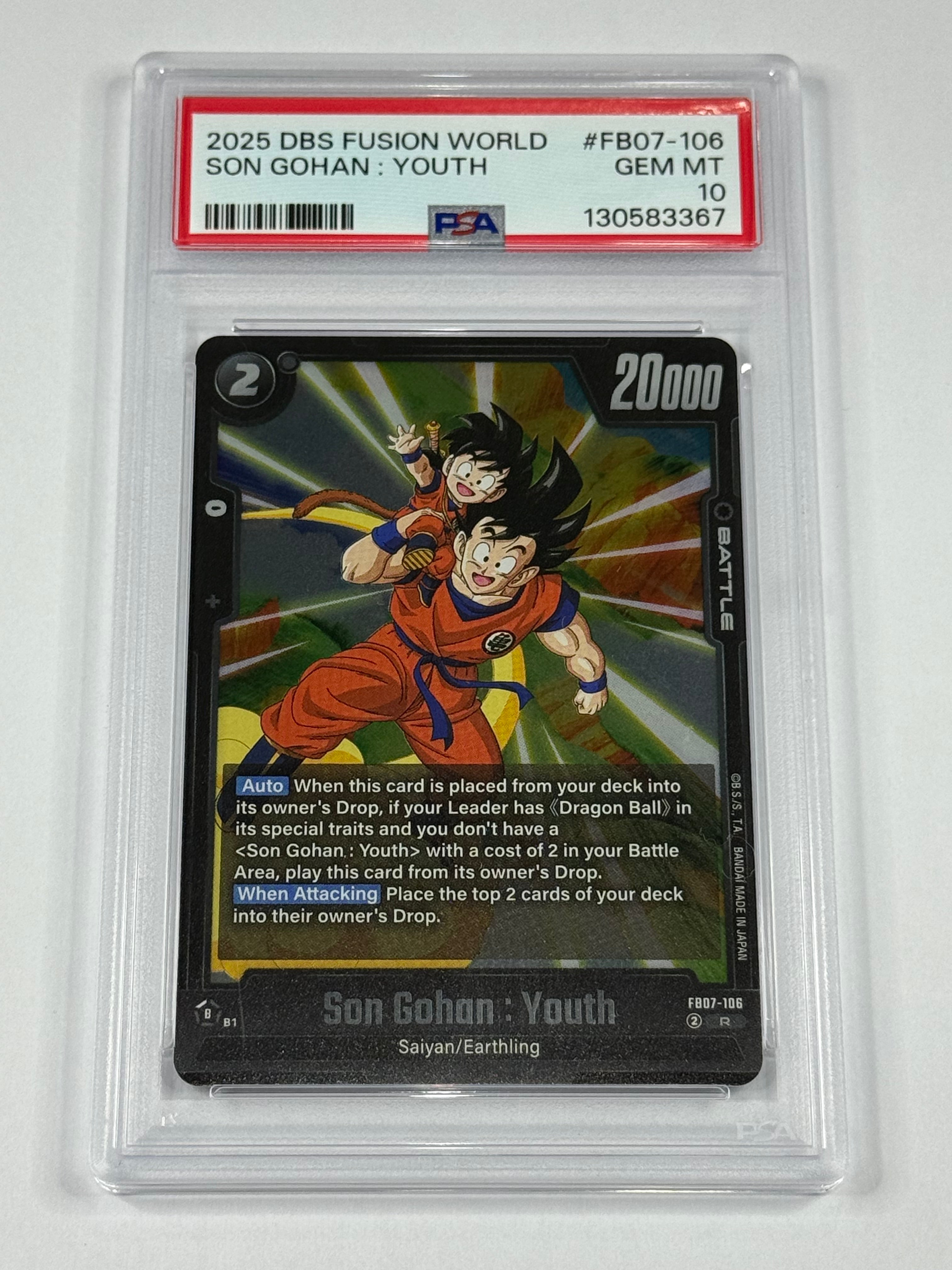 2025 DBS FUSION WORLD
SON GOHAN: YOUTH #FB07-106 PSA 10