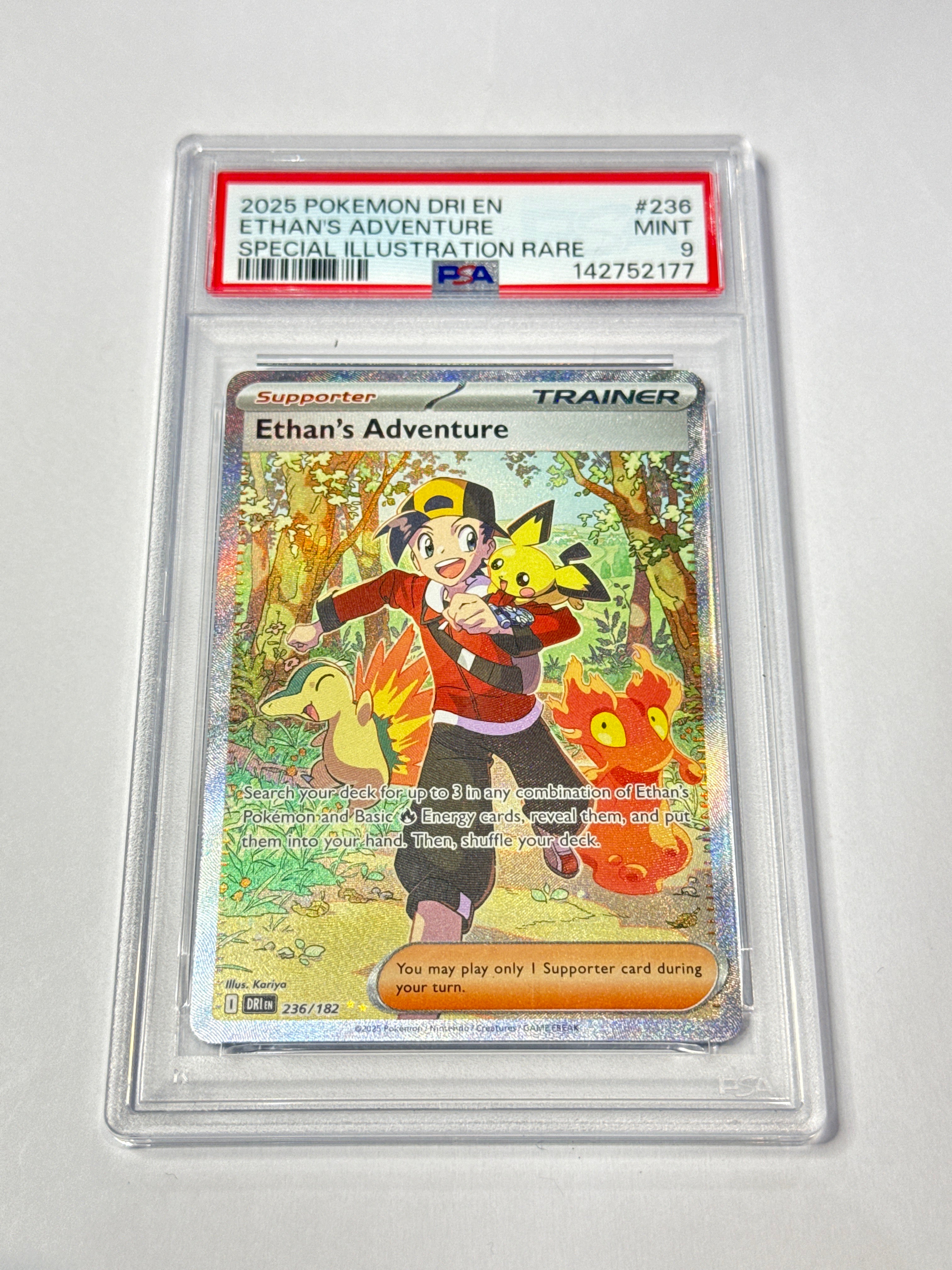 2025 POKEMON DRI EN ETHAN'S ADVENTURE SPECIAL ILLUSTRATION RARE #236 PSA 9
