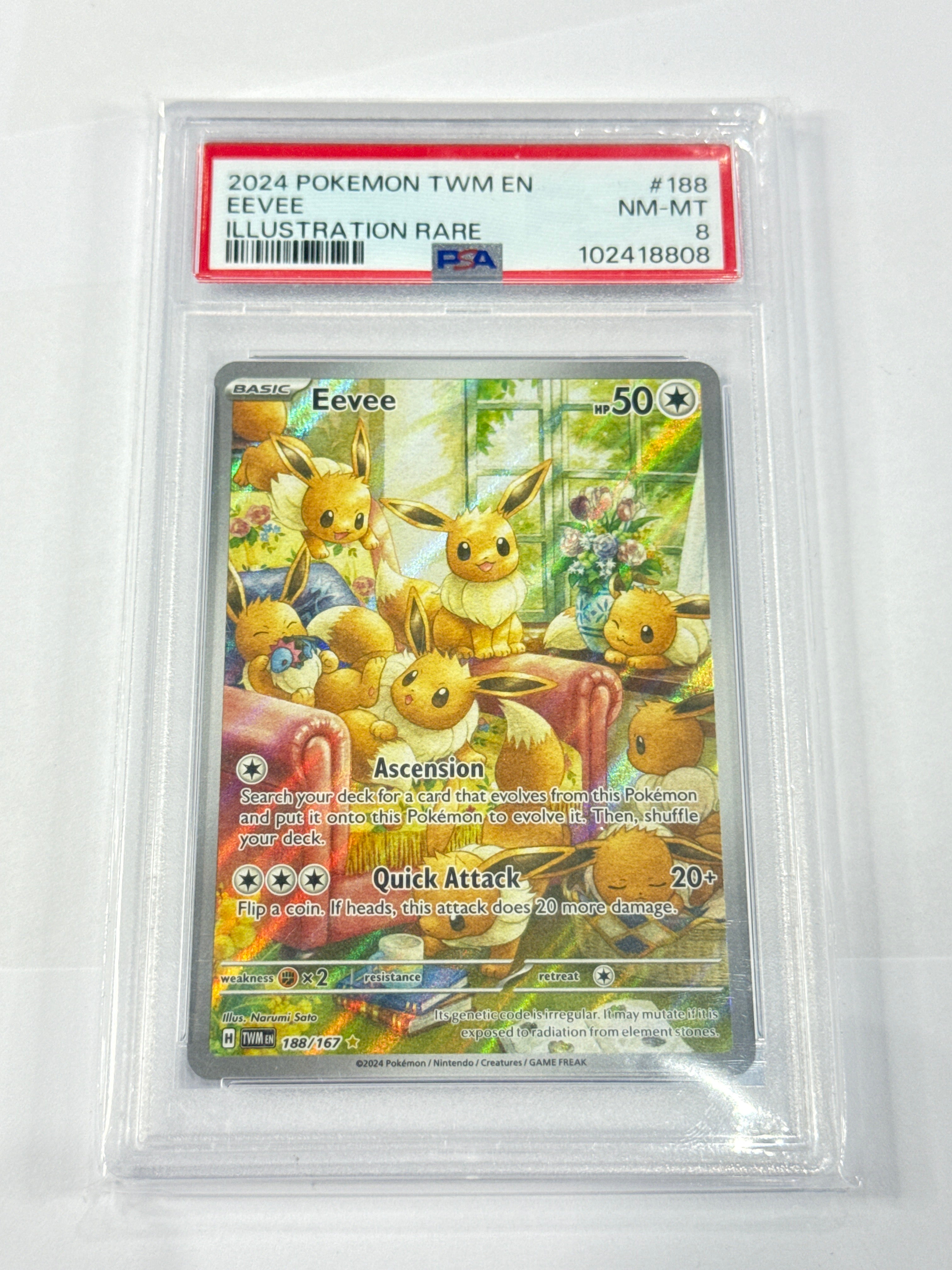 2024 POKEMON TWM EN
EEVEE ILLUSTRATION RARE #188 PSA 8