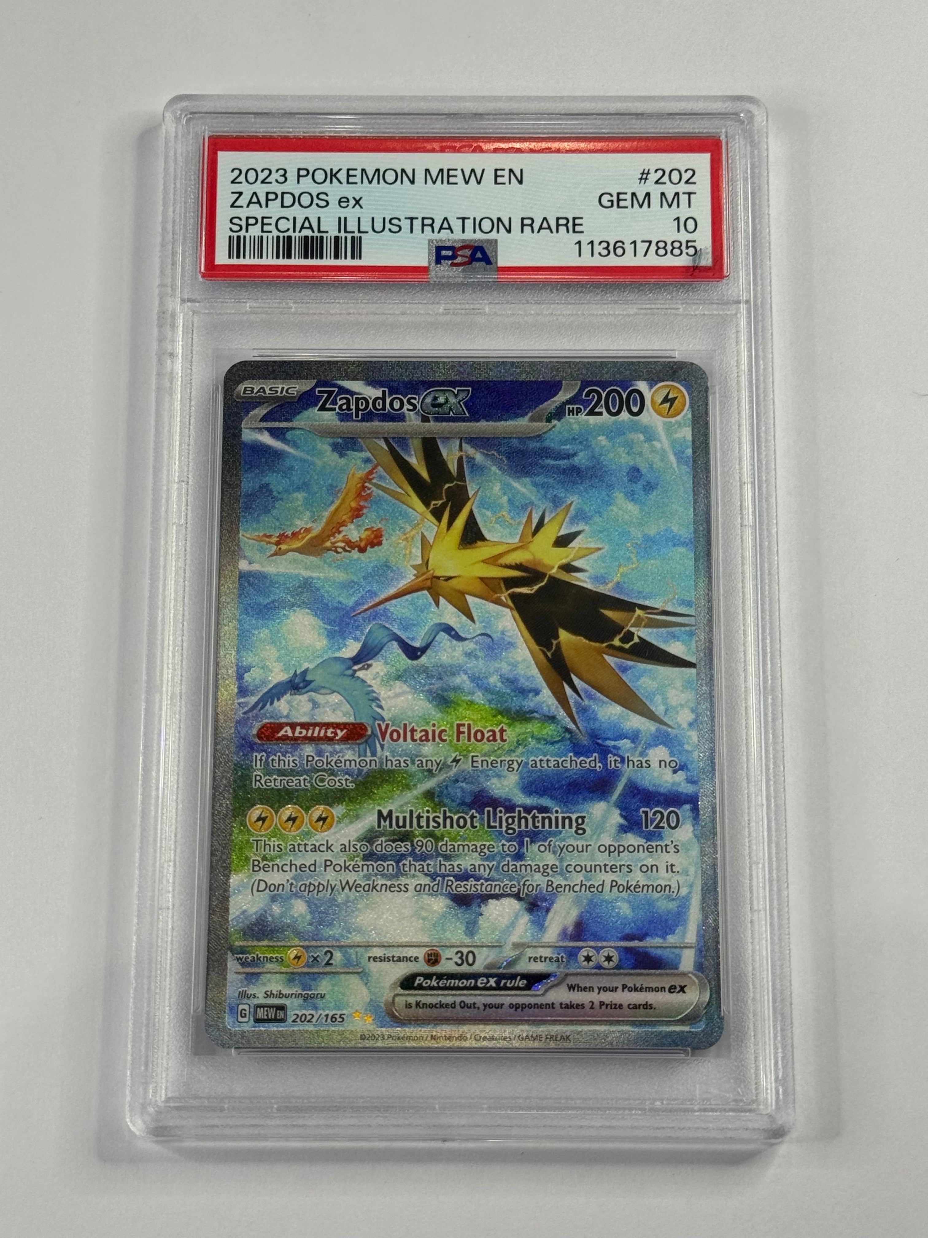 2023 POKEMON MEW EN
ZAPDOS ex
SPECIAL ILLUSTRATION RARE #202 PSA 10
