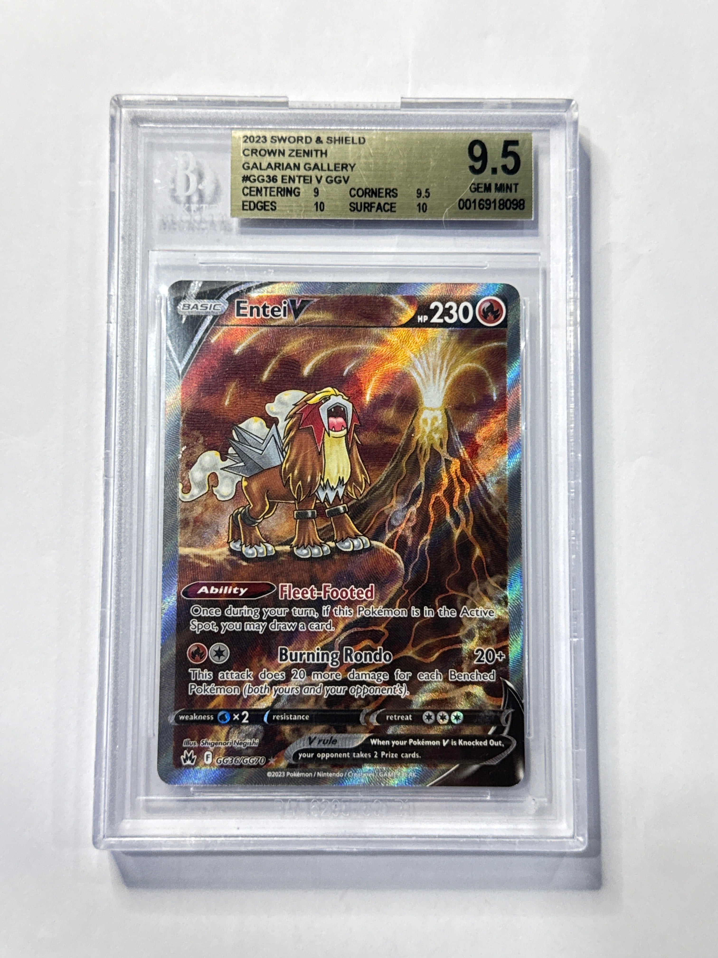 2023 SWORD & SHIELD CROWN ZENITH GALARIAN GALLERY #GG36 ENTEI V GGV GEM MINT 9.5