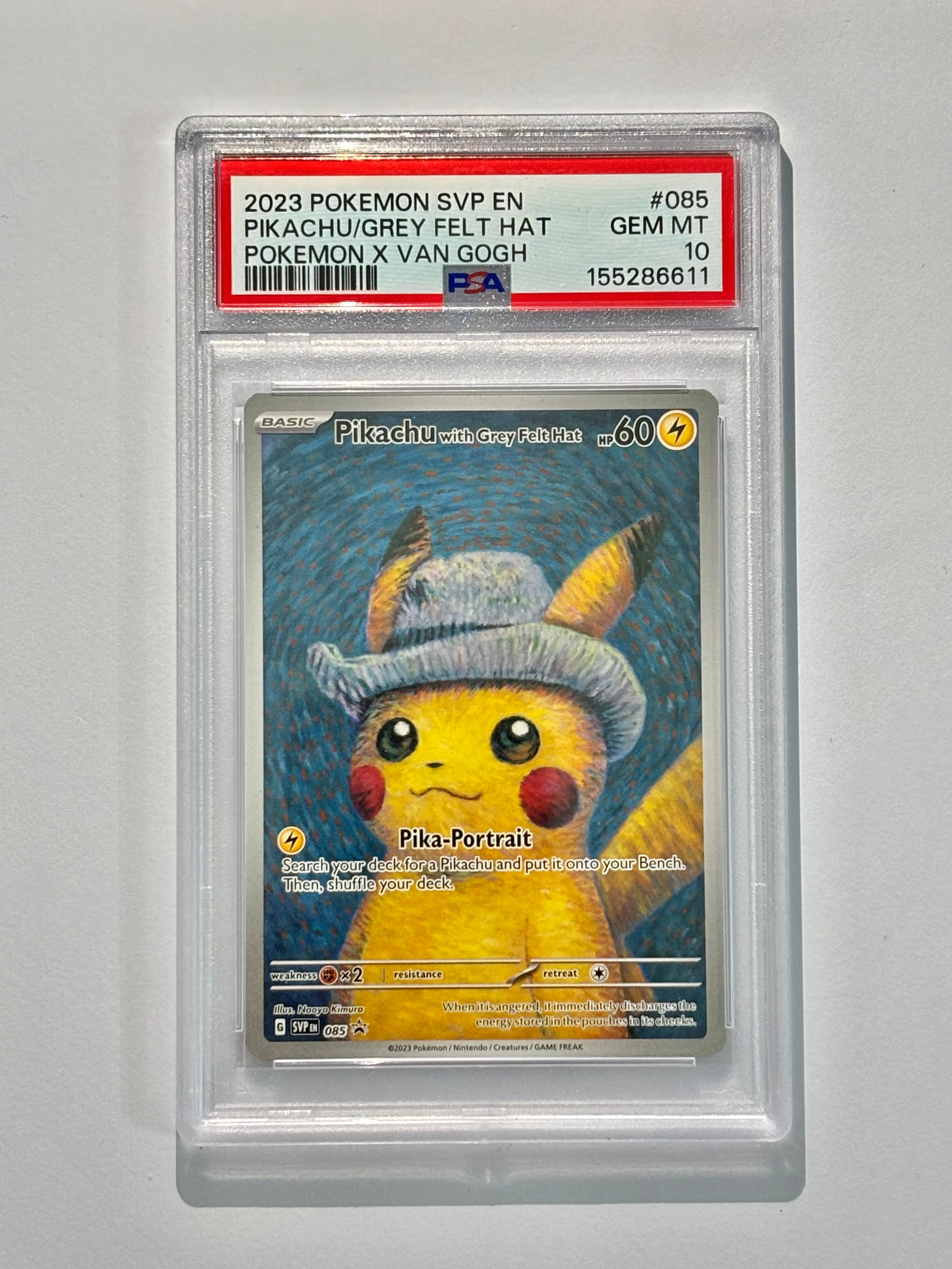 2023 POKEMON SVP EN PIKACHU/GREY FELT HAT POKEMON X VAN GOGH #085 - PSA 10