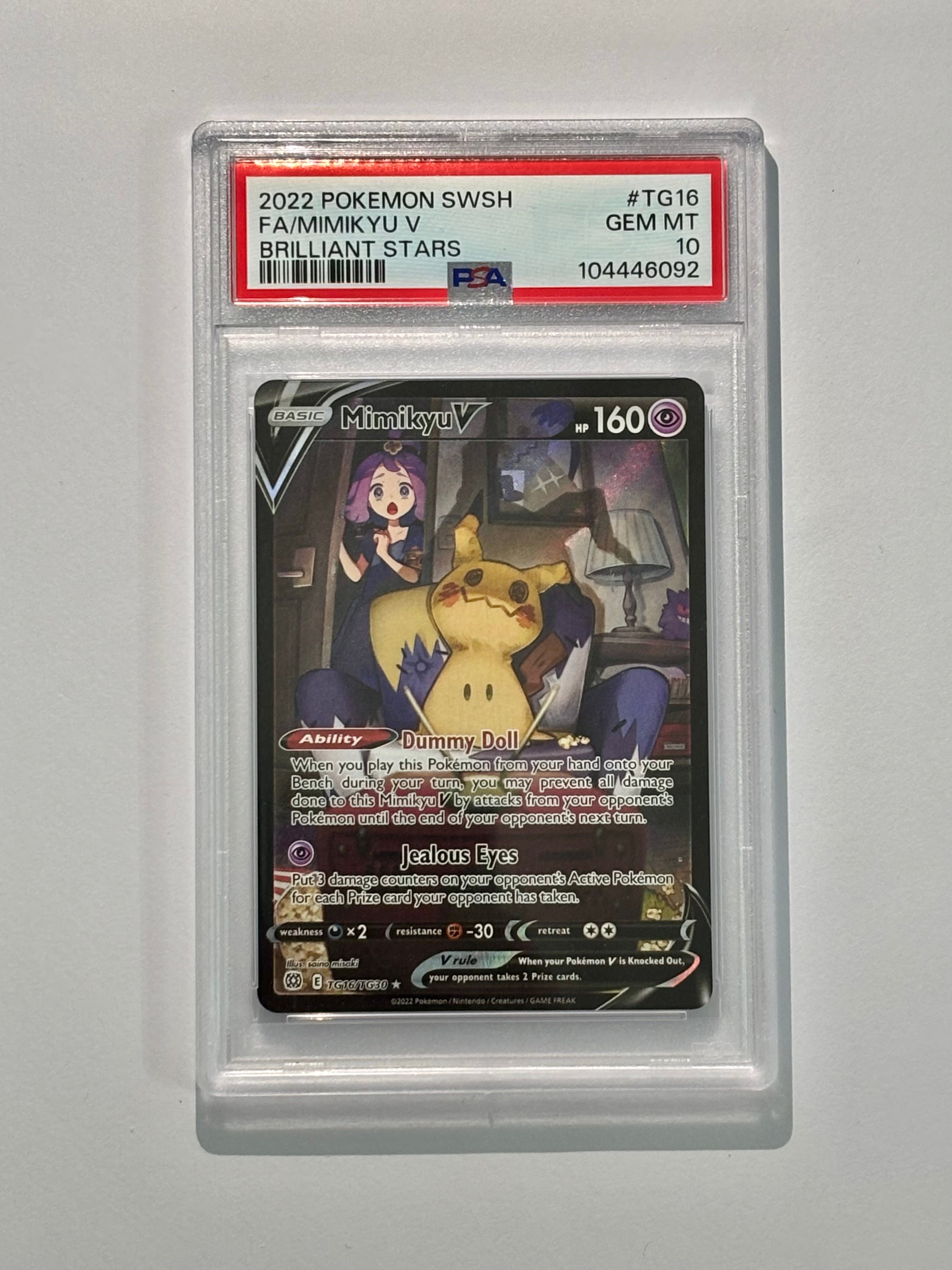 2022 POKEMON SWSH FA/MIMIKYU V BRILLANT STARS #TG16 - PSA 10