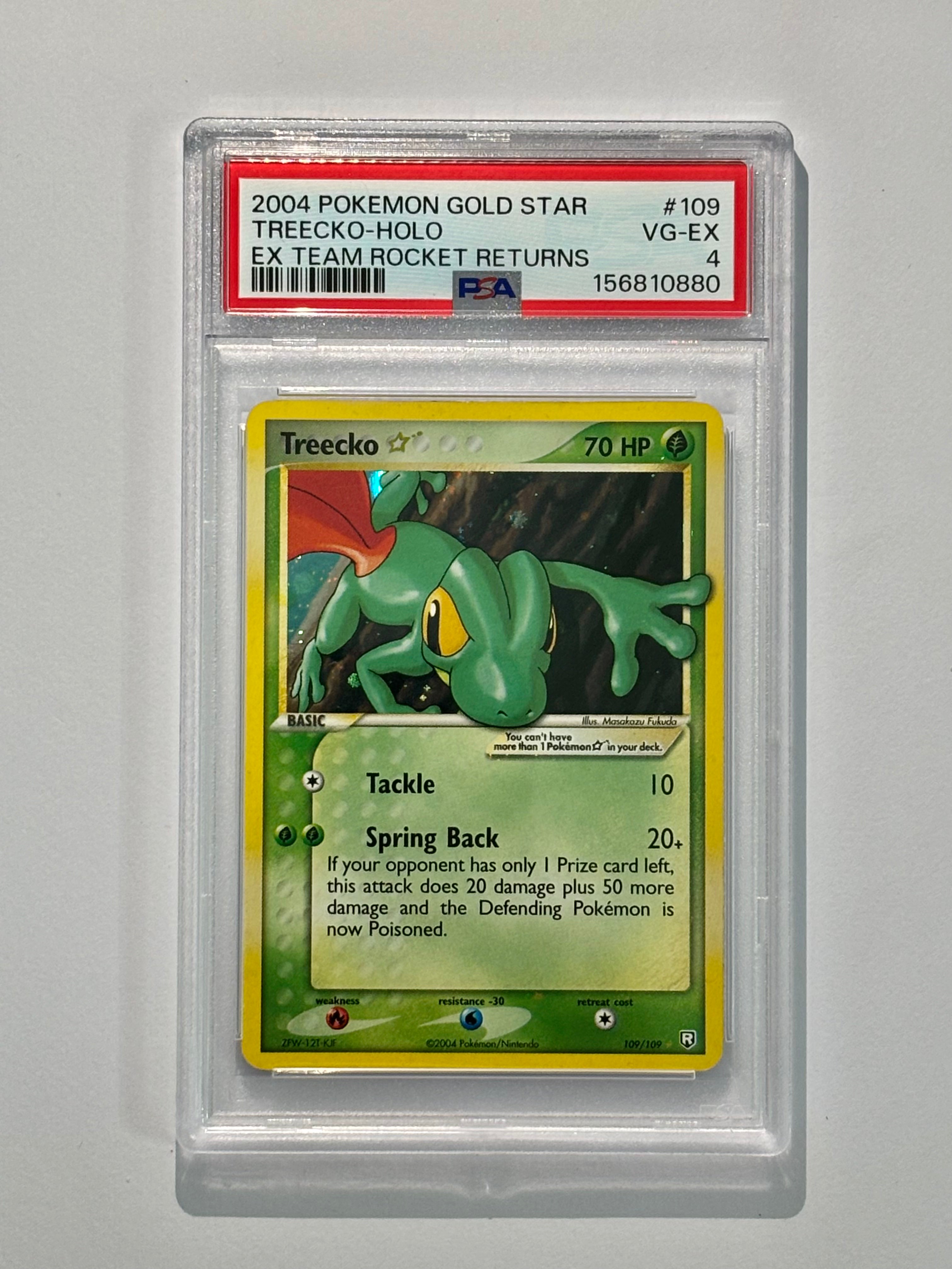 2004 POKEMON GOLD STAR TREECKO-HOLO EX TEAM ROCKET RETURNS #109 - PSA 4