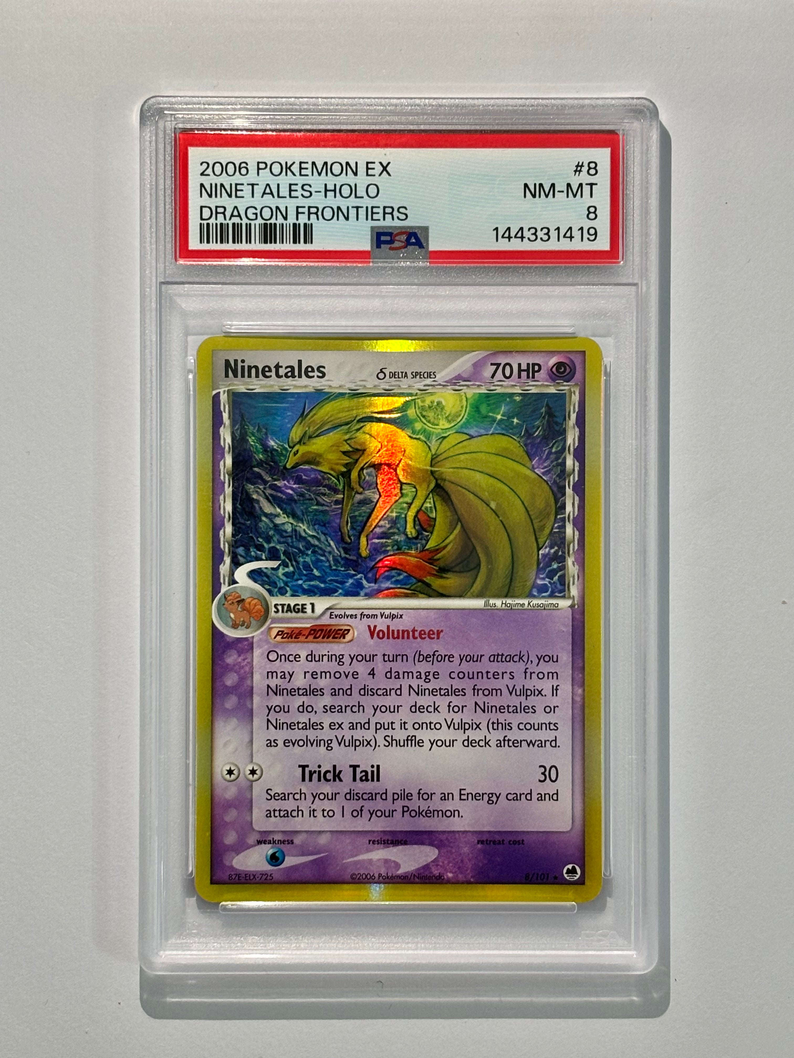 2006 POKEMON EX NINETALES-HOLO DRAGON FRONTIERS #8 - PSA 8