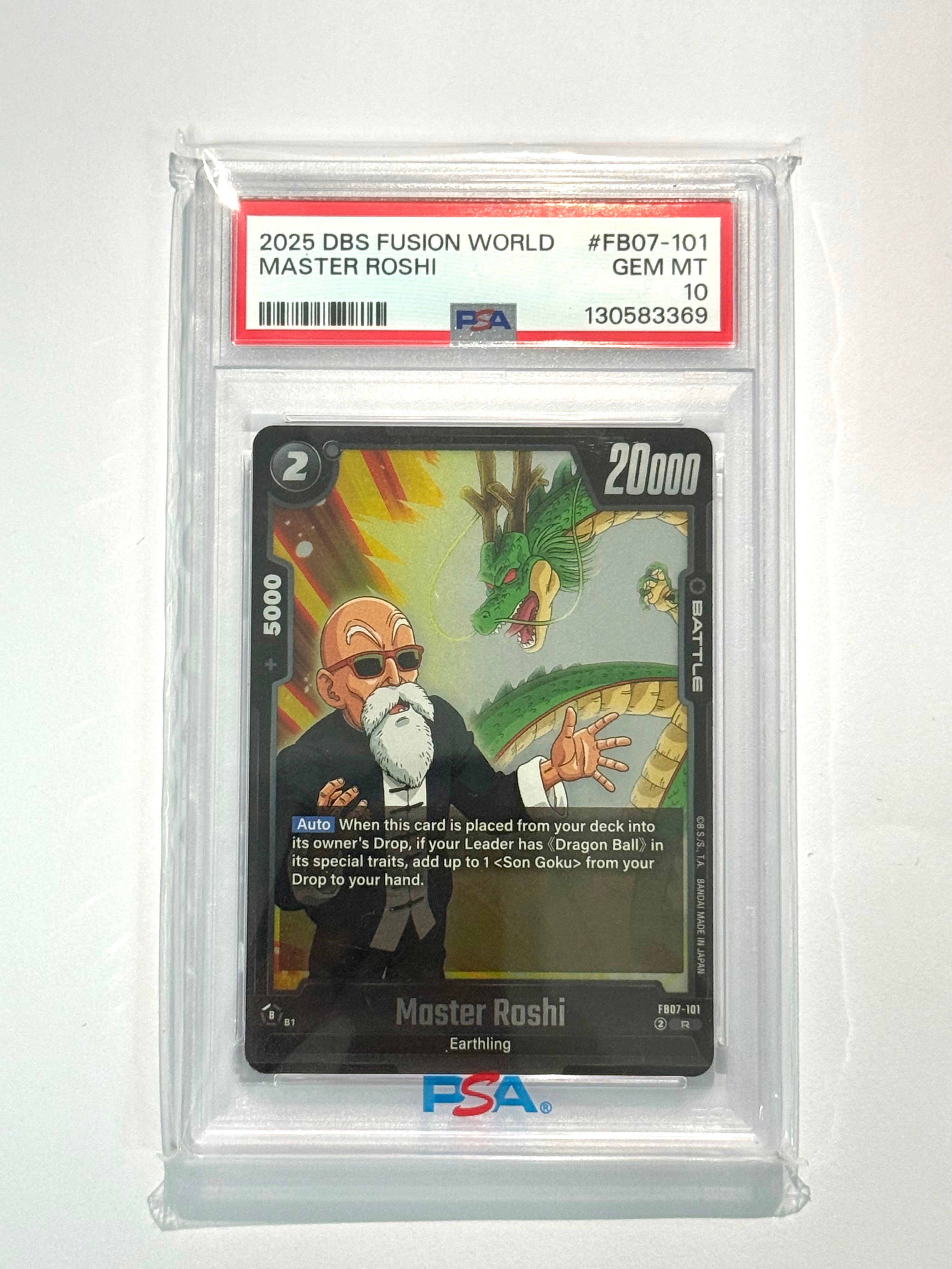 2025 DBS FUSION WORLD MASTER ROSHI #FB07-101 PSA 10