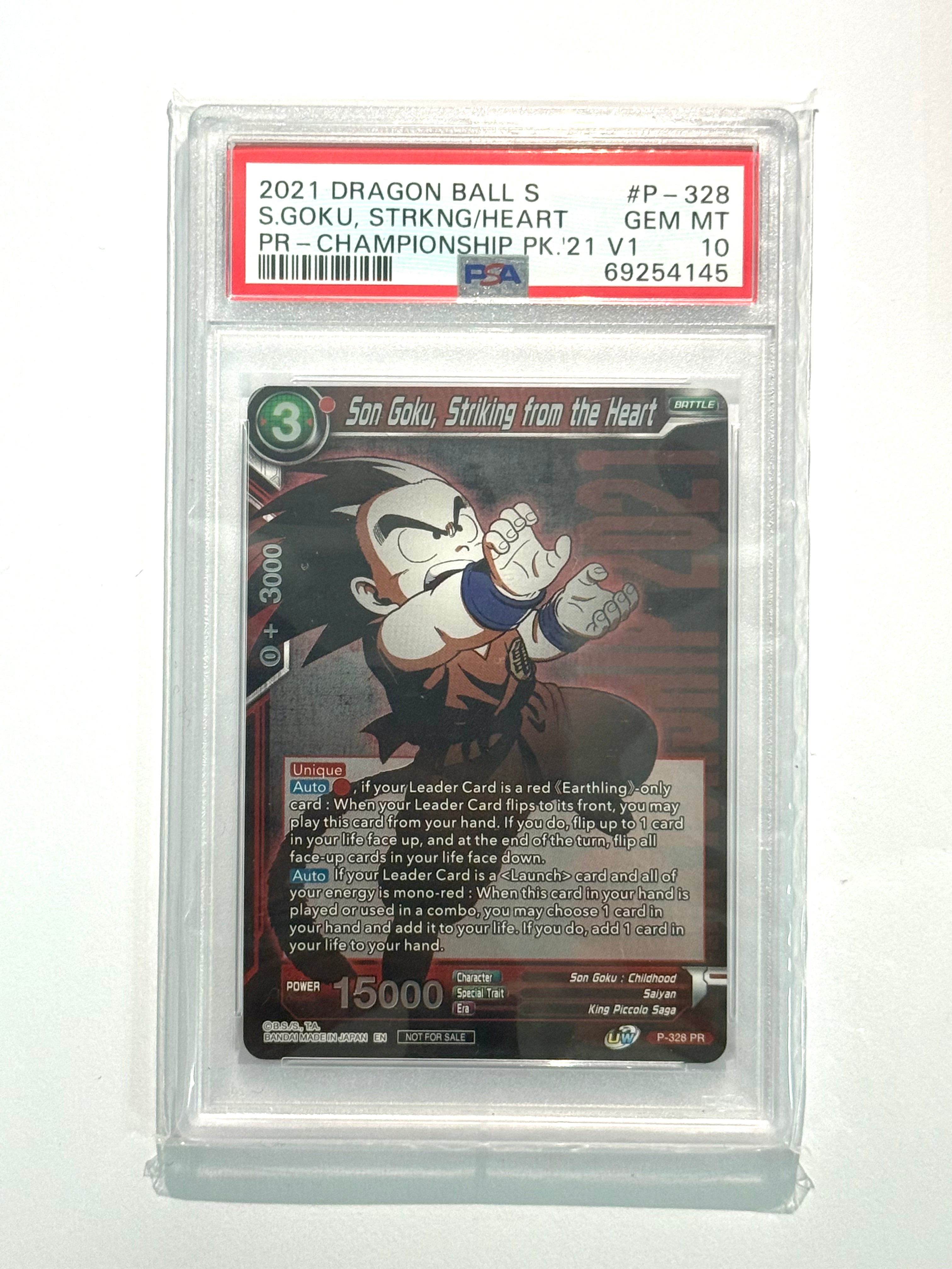 2021 DRAGON BALL S S.GOKU, STRKNG/HEART PR-CHAMPIONSHIP PK.'21  V1 #P-328 PSA 10