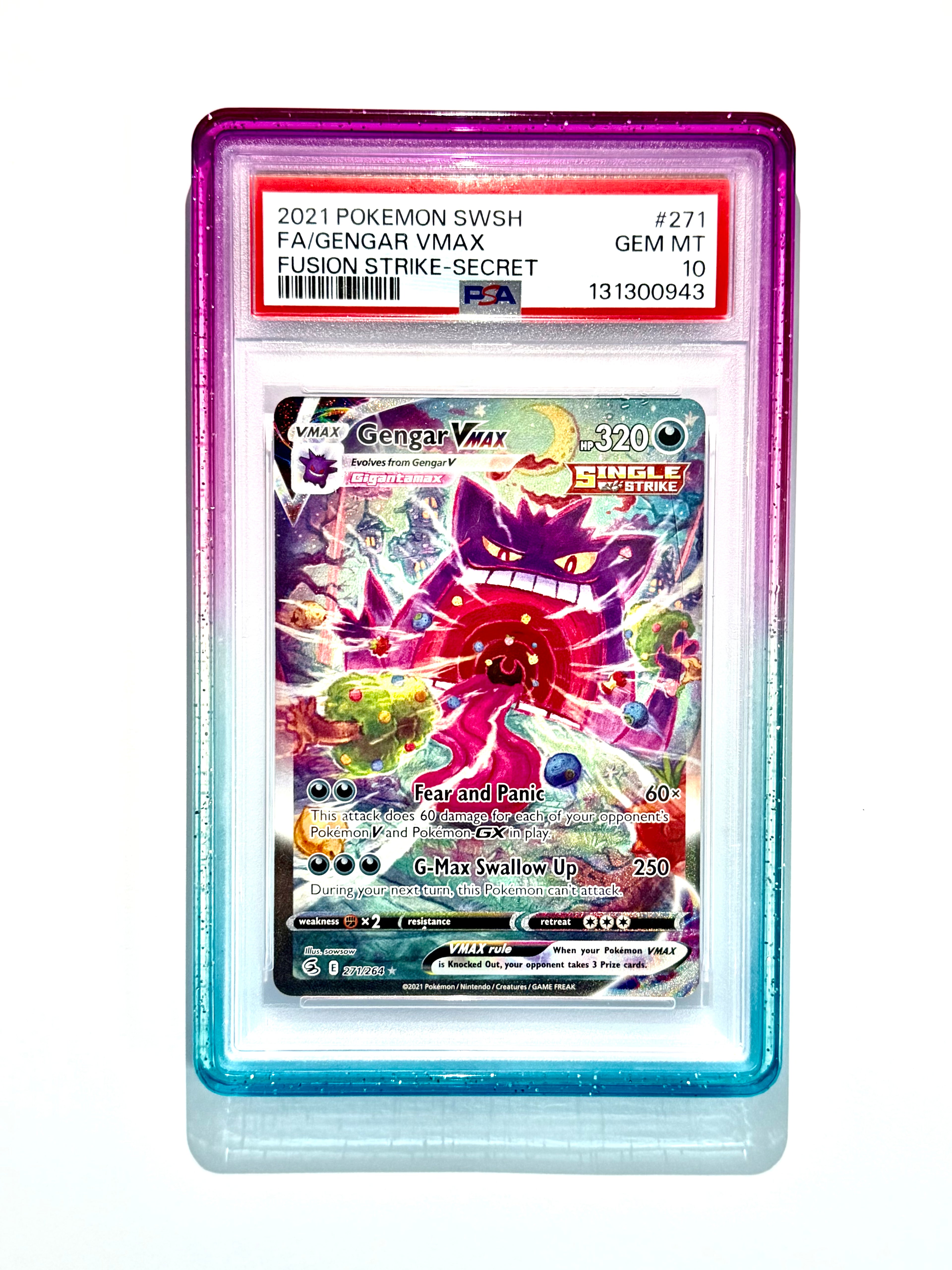 2021 Pokemon SWSH FA/Gengar VMAX Fusion Strike - Secret #271 -PSA 10