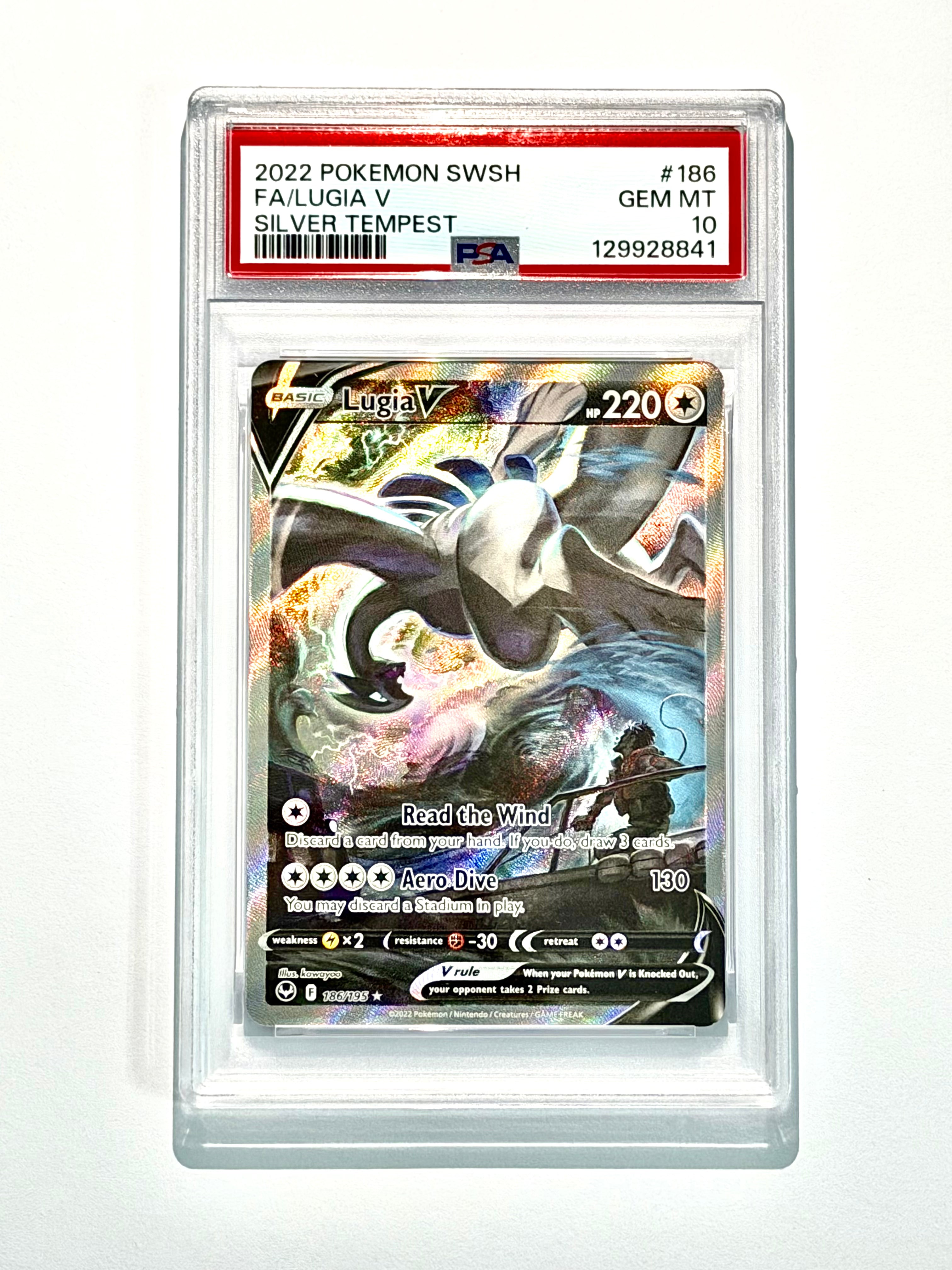 2022 Pokemon SWSH FA/Lugia V Silver Tempest #186 - PSA 10