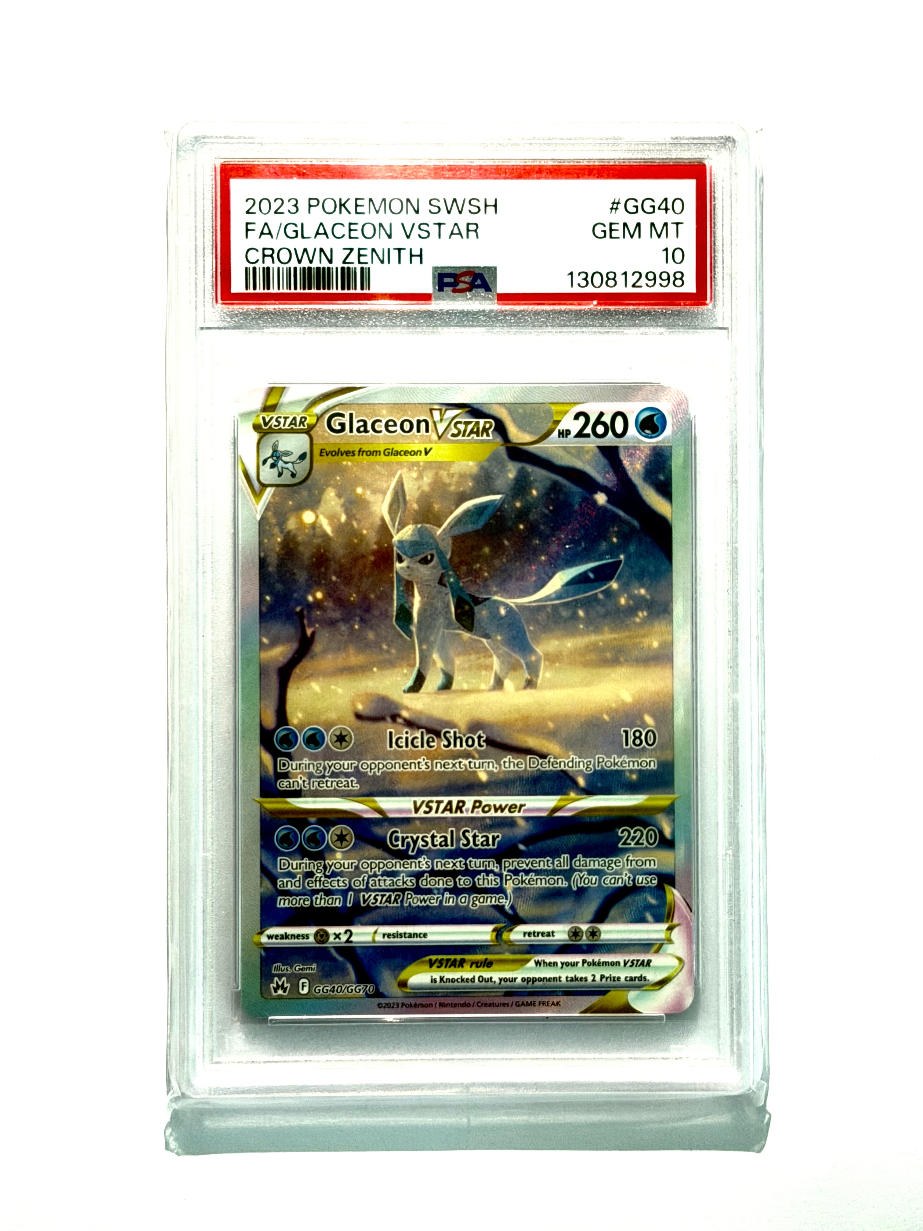 2023 Pokemon SWSH FA/Glaceon VSTAR Crown Zenith #GG40 - PSA 10