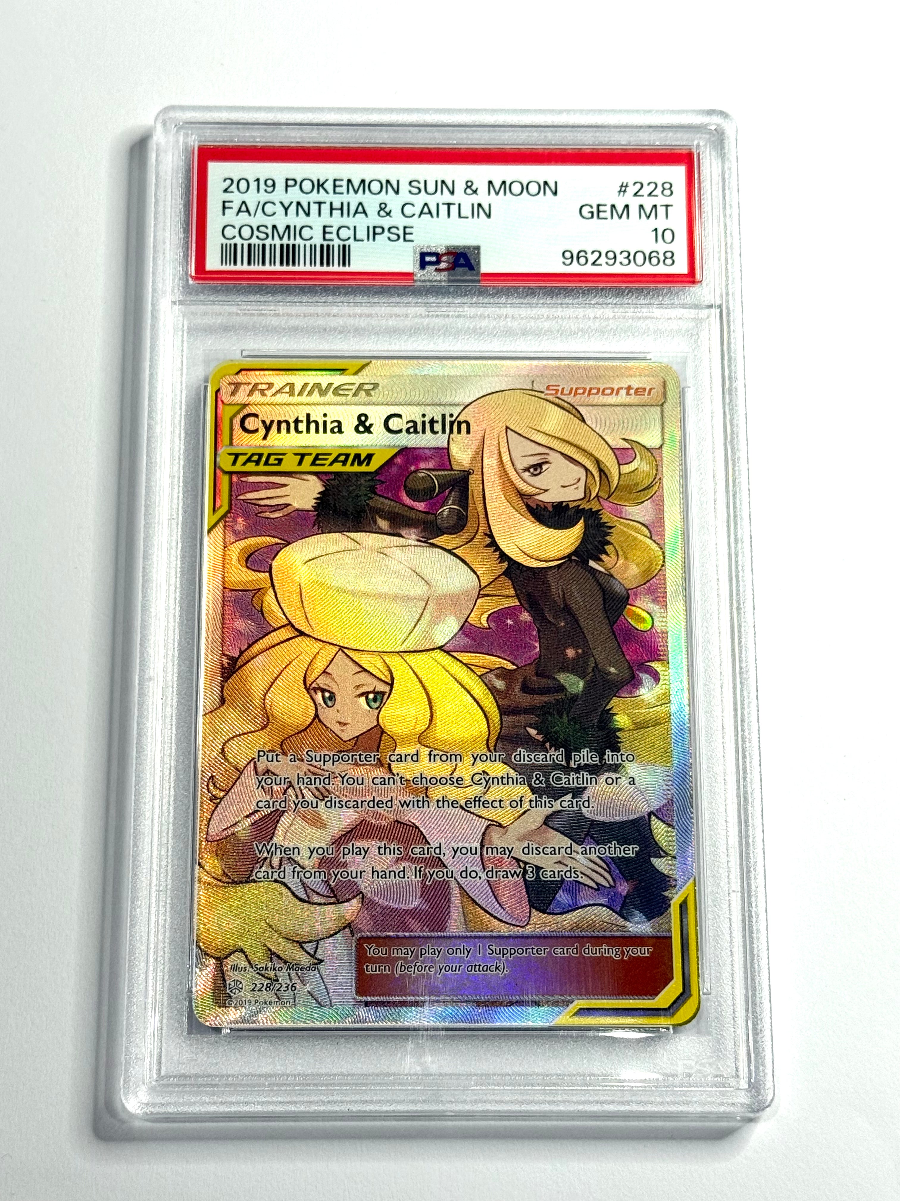 2019 Pokemon Sun & Moon FA/Cynthia & Caitlyn Cosmis Eclipse #228 - PSA 10