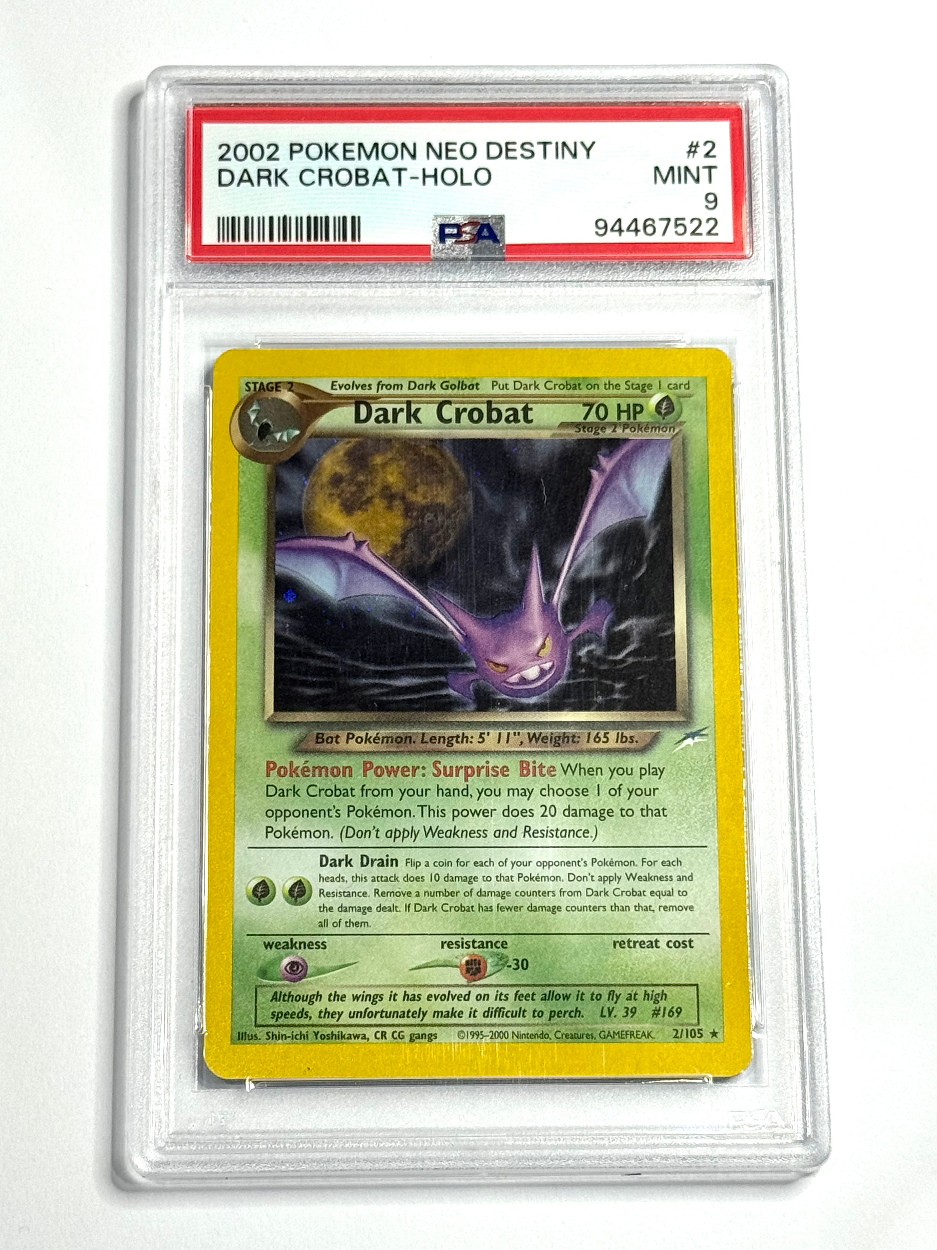 2002 Pokemon Neo Destiny Dark Crobat - Holo #2 - PSA 9