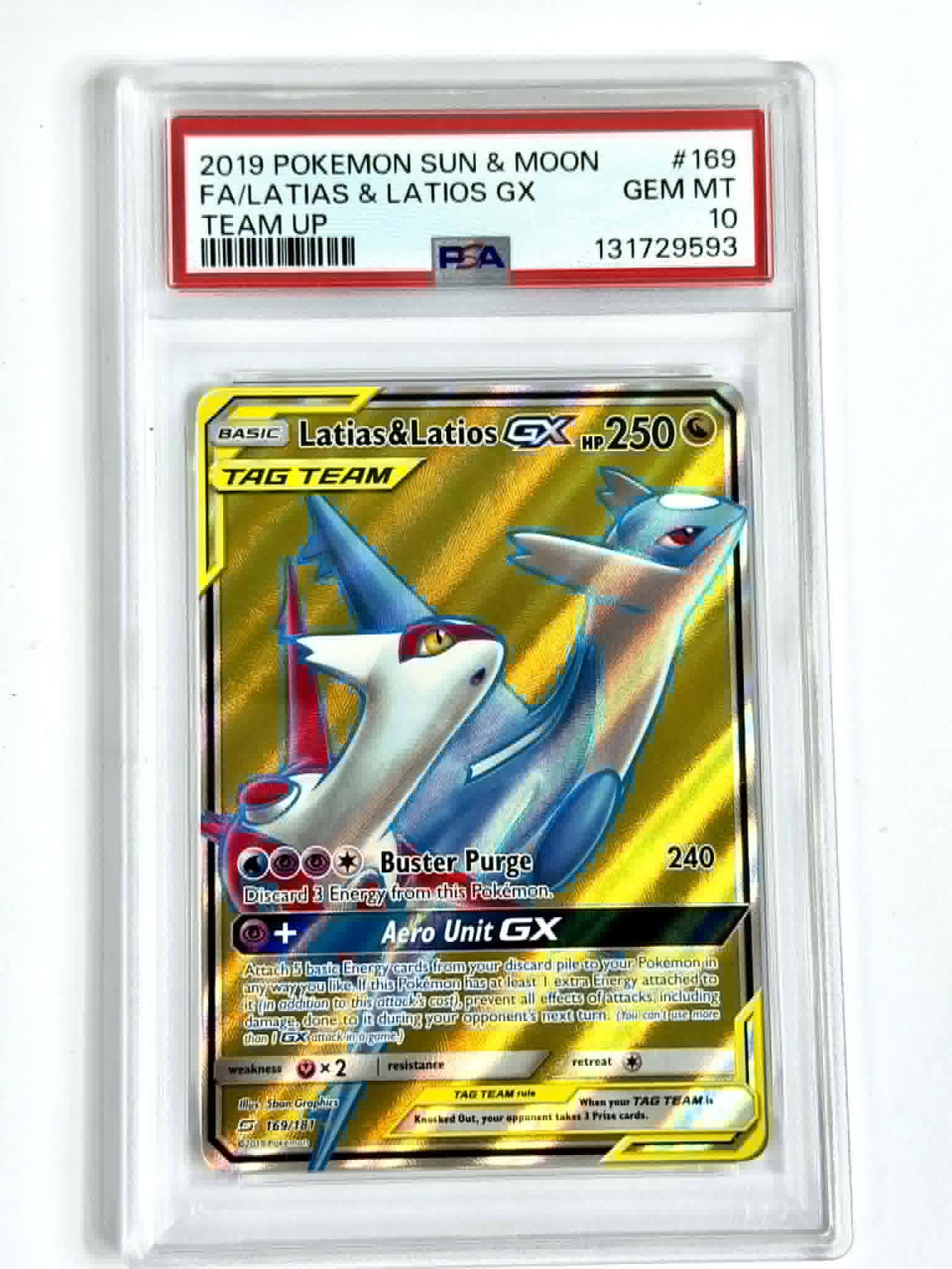 2019 Pokemon Sun & Moon FA/Latias & Latios GX Team Up #169 - PSA 10