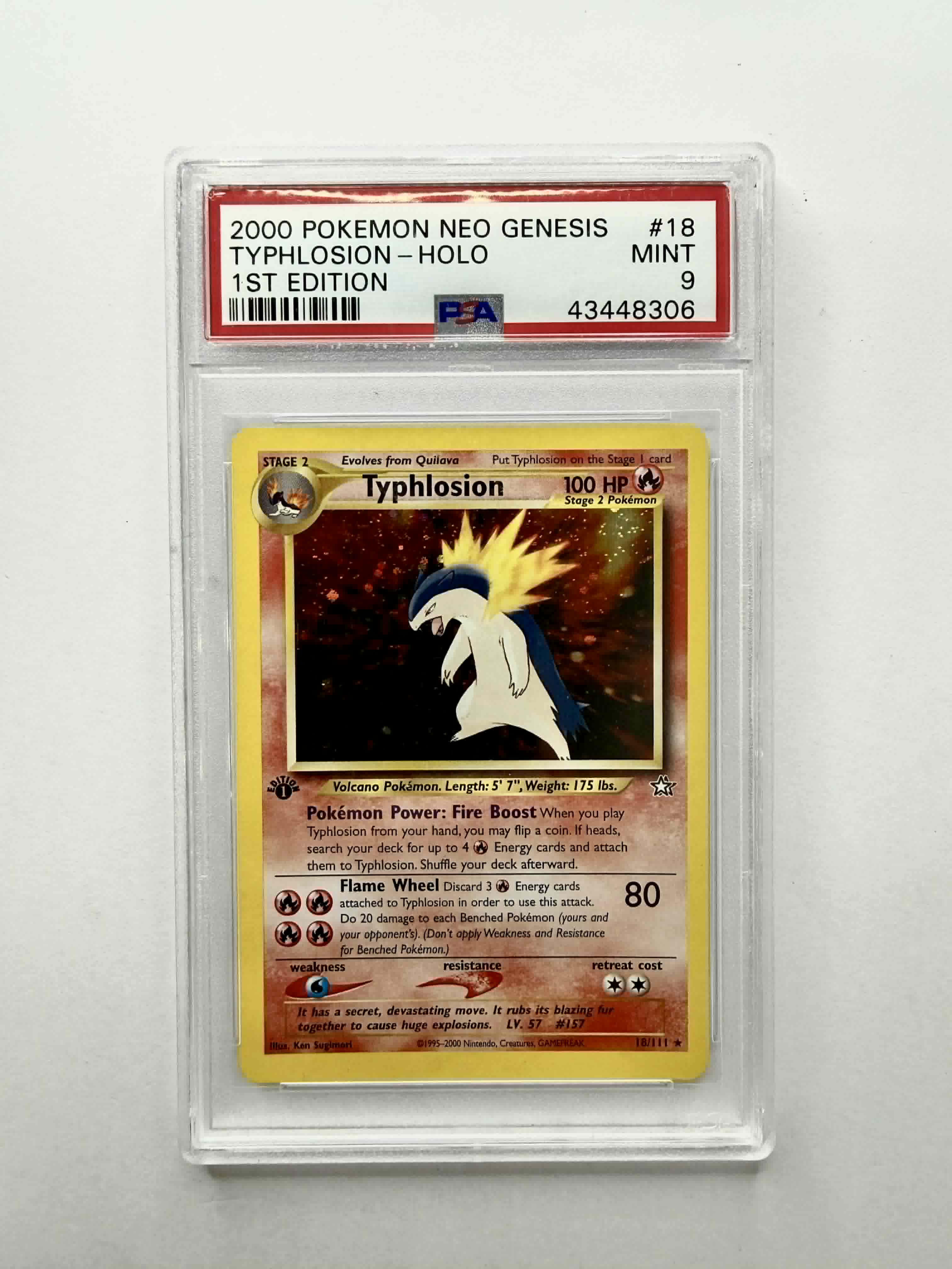 2000 Pokemon Neo Genesis Typhlosion - Holo 1st Edition - PSA 9