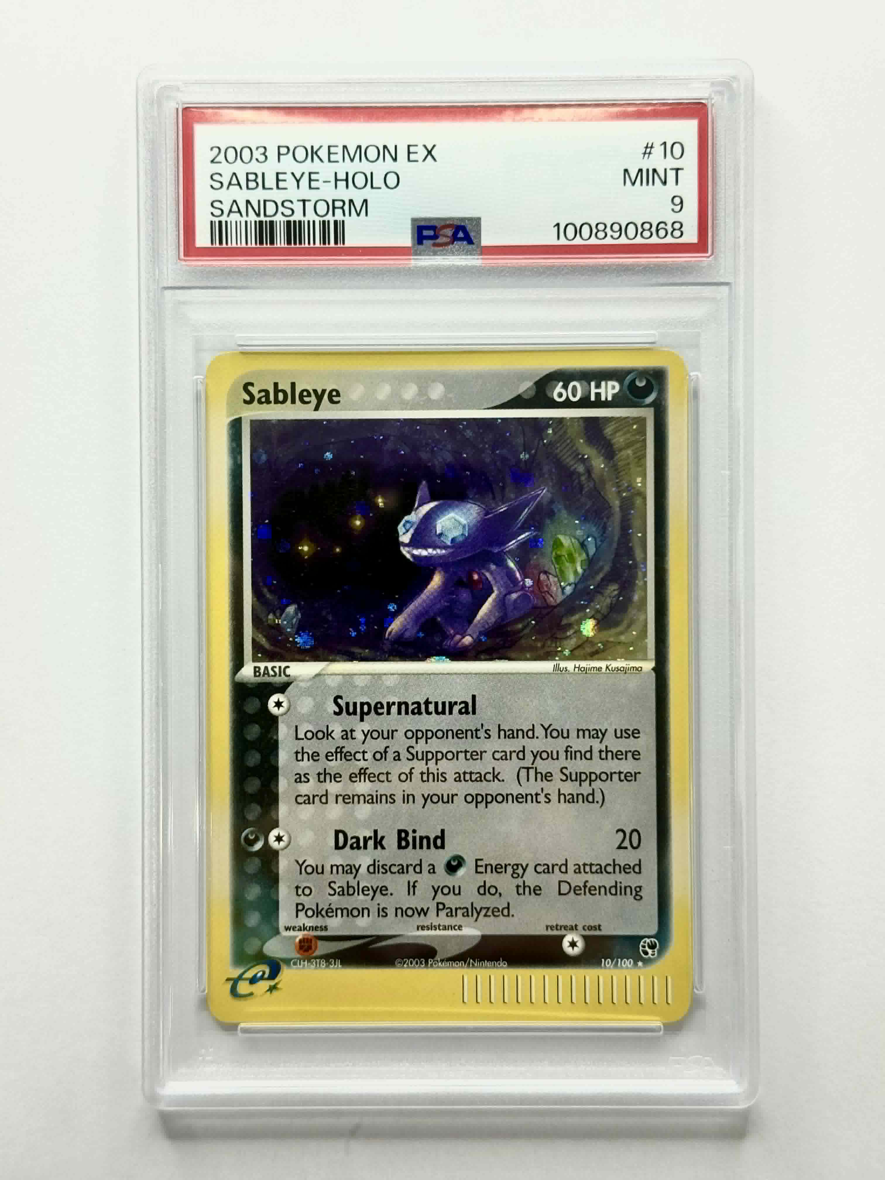 2003 Pokemon EX Sableye - Holo Sandstorm #10 - PSA 9