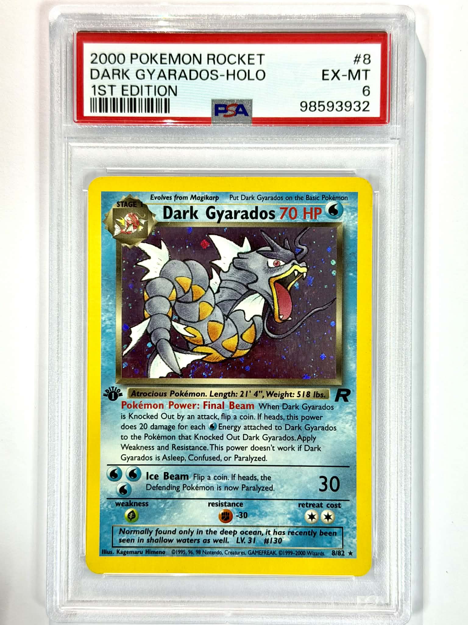2000 Pokemon Rocket Dark Gyarados - Holo 1st Edition #8 - PSA 6
