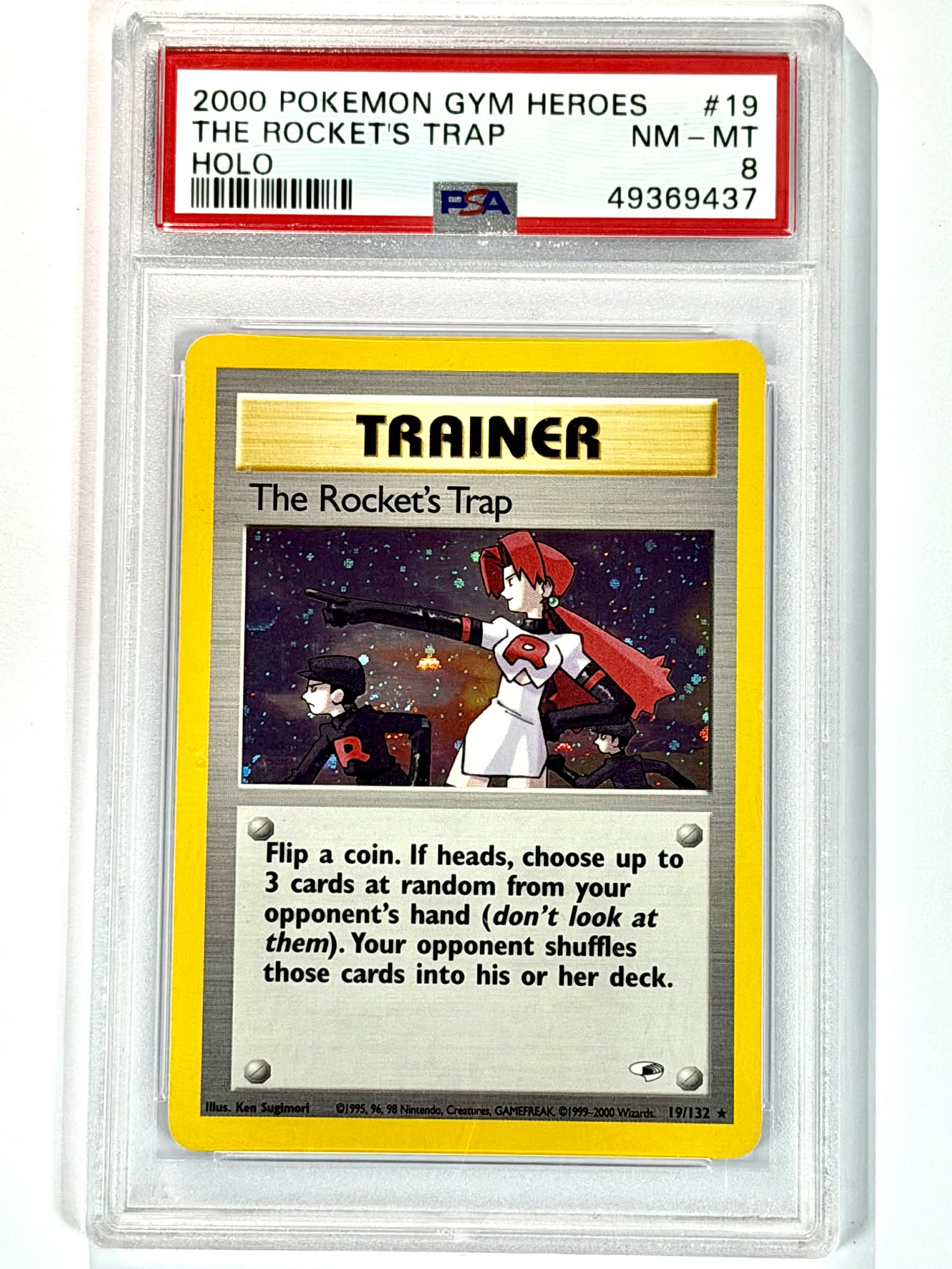 2000 Pokemon Gym Heroes The Rocket's Trap Holo #19 - PSA 8