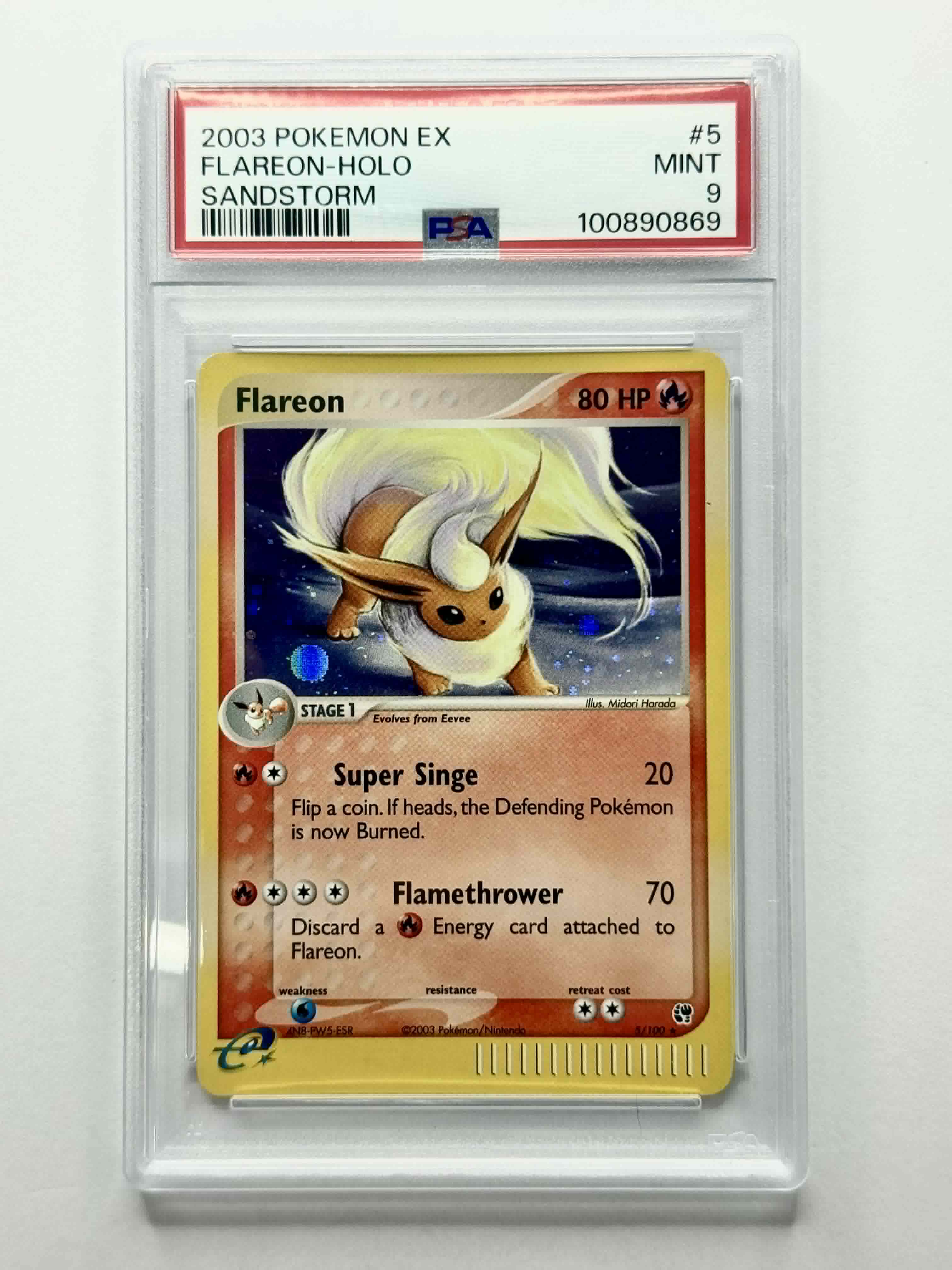 2003 Pokemon Ex Flareon - Holo Sandstorm #5 - PSA 9