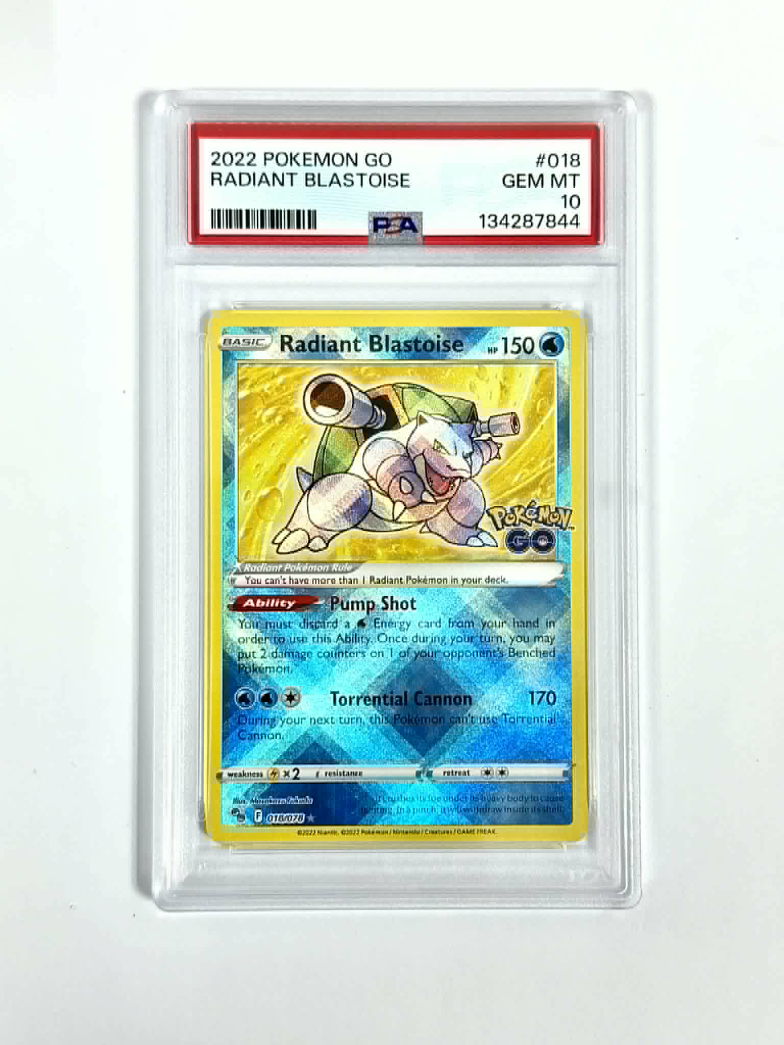 2022 Pokemon Go Radiant Blastoise #018 - PSA 10