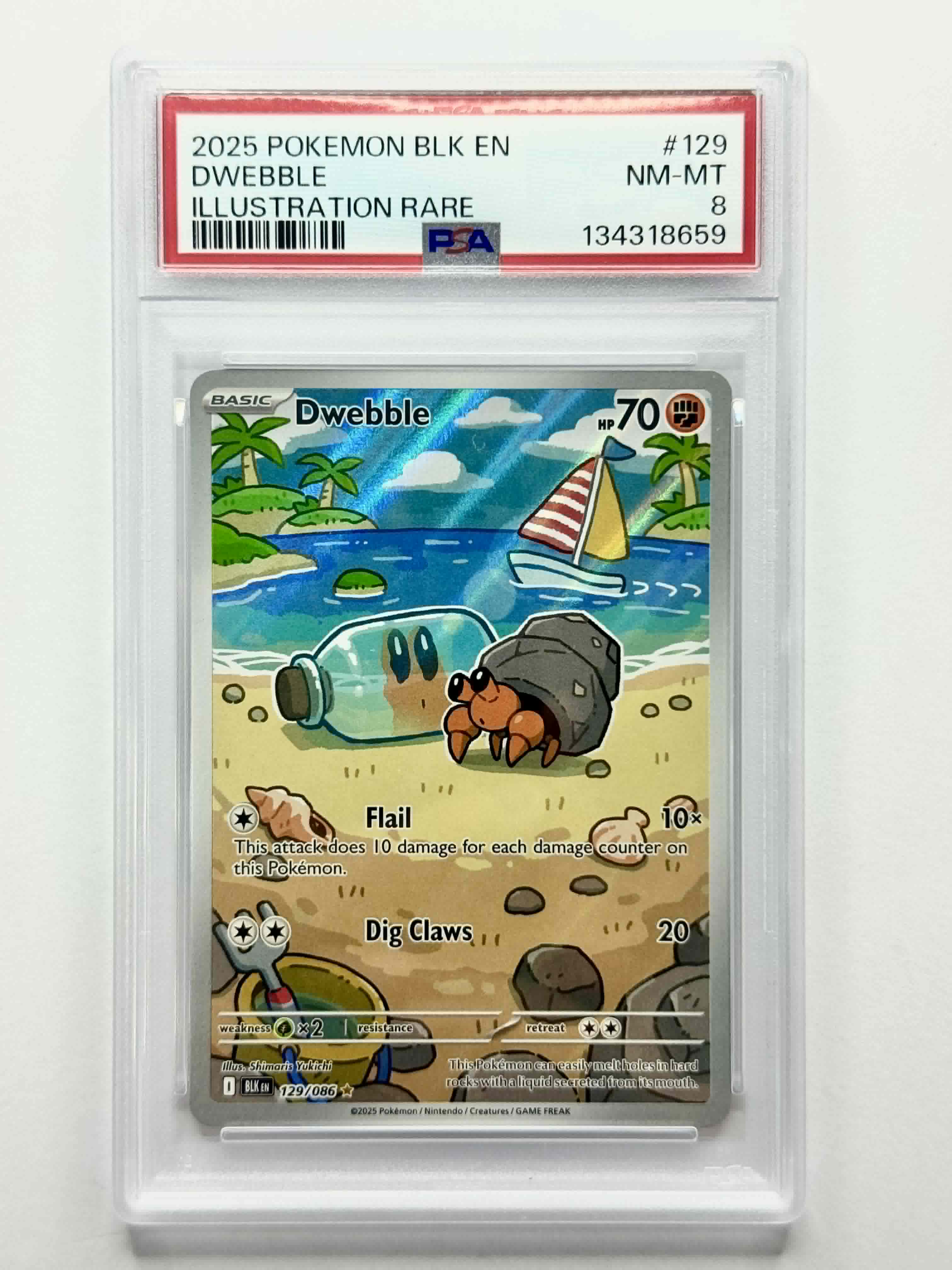 2025 Pokemon BLK EN Dwebble Illustration Rare #129 - PSA 8