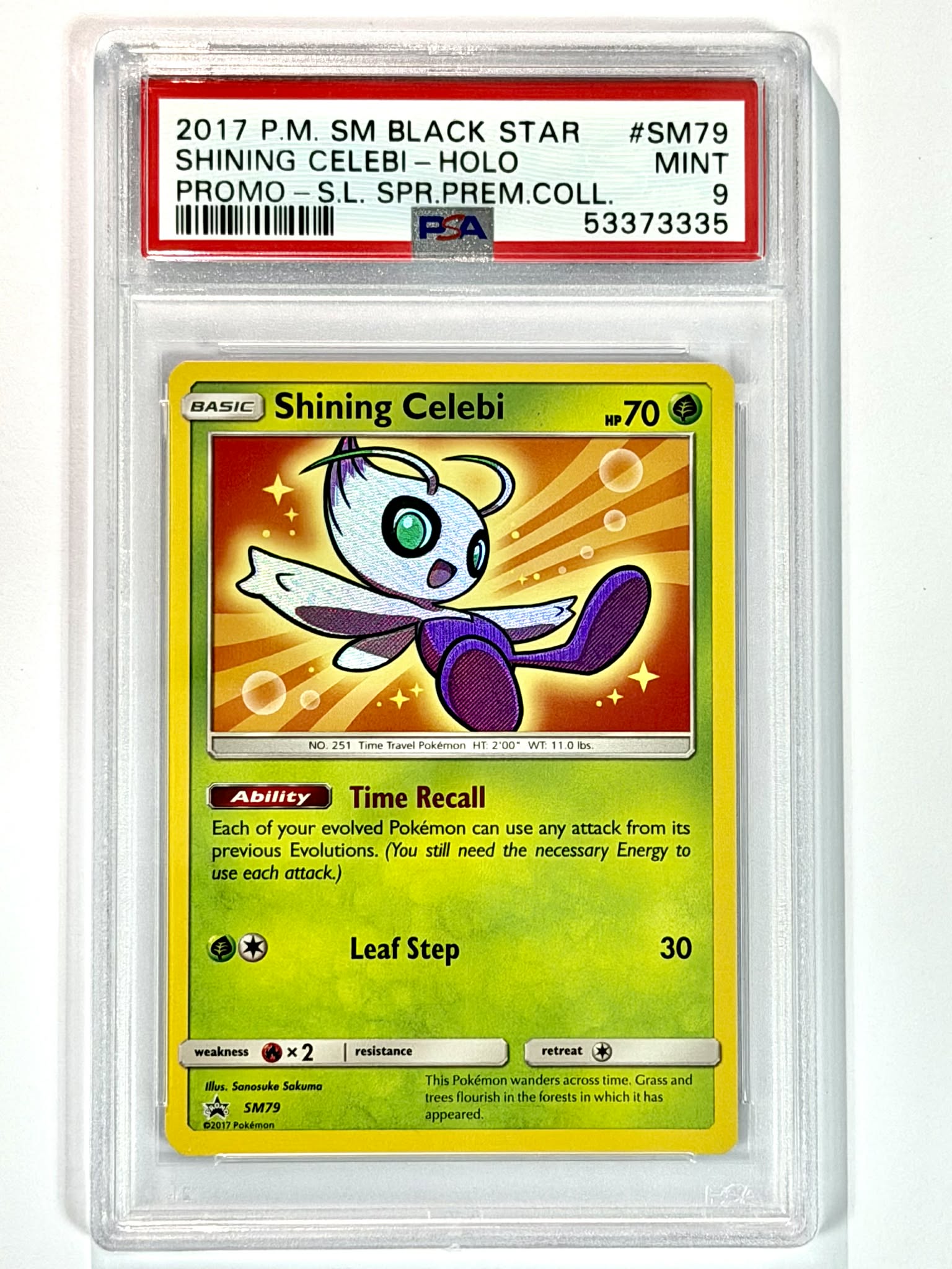 2017 P.M. SM Black Star Shining Celebi - Holo Promo - S.L. SPR.PREM.COLL. #SM79 - PSA 9