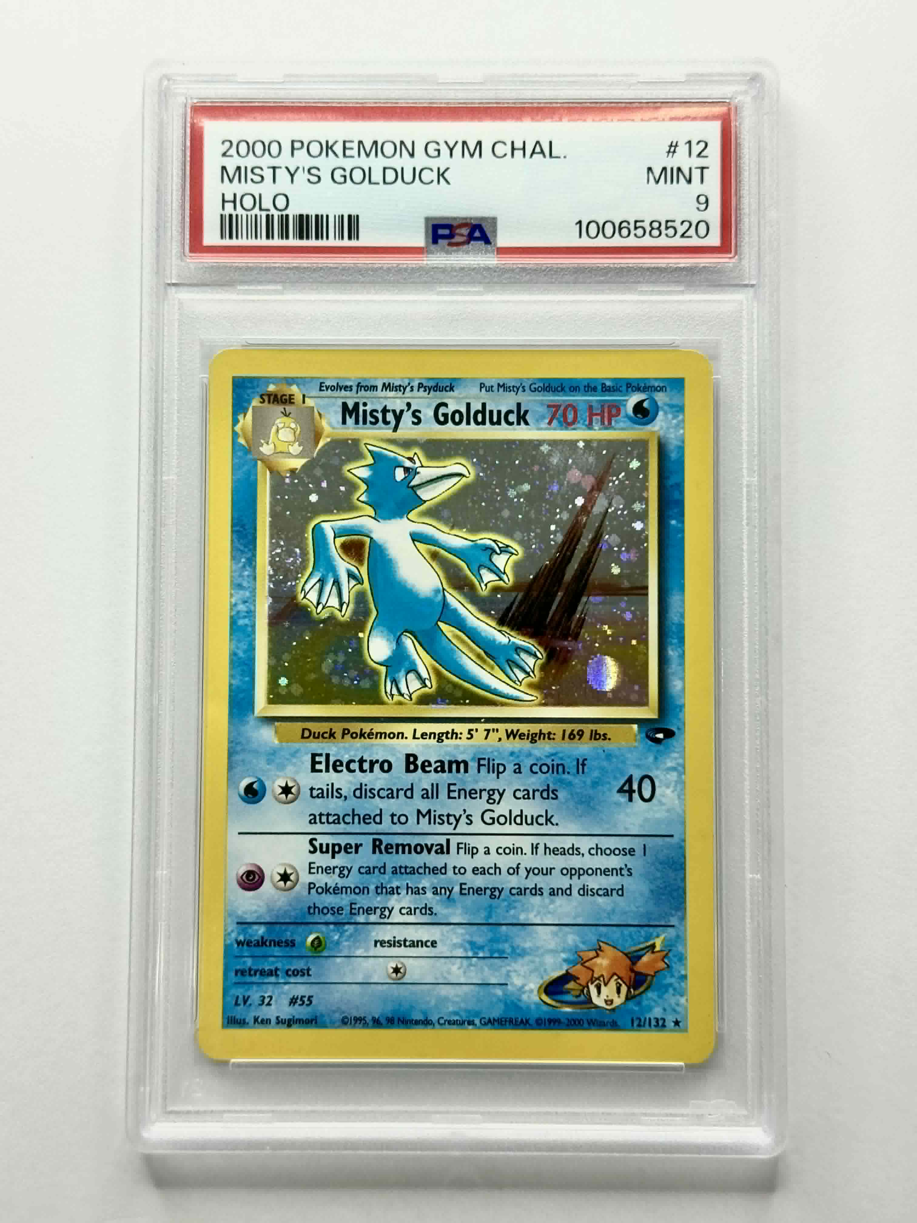 2000 Pokemon Gym Chal. Misty's Goldluck Holo #12 - PSA 9