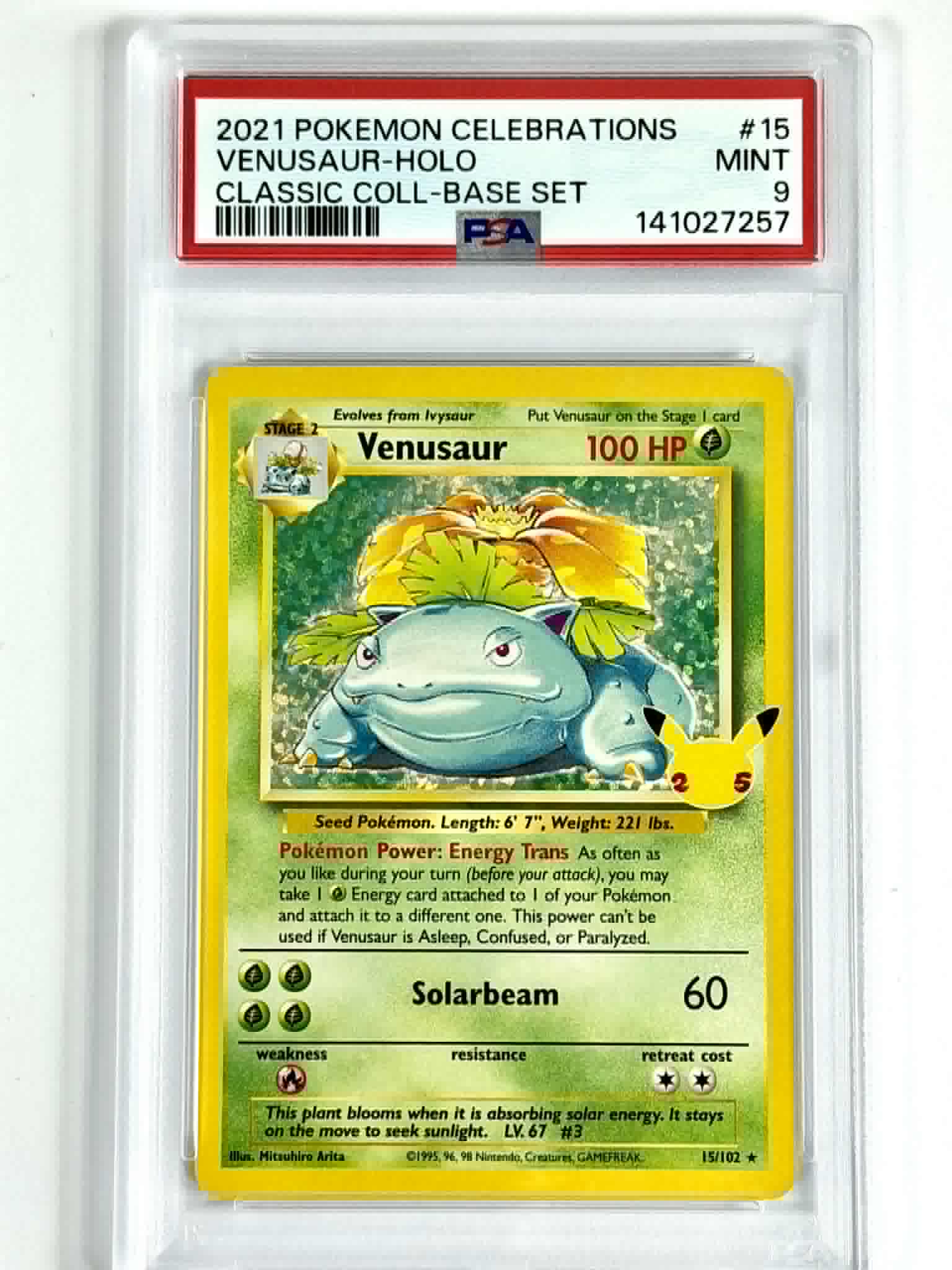 2021 Pokemon Celebrations Venusaur - Holo Classic Coll - Base Set #15 - PSA 9